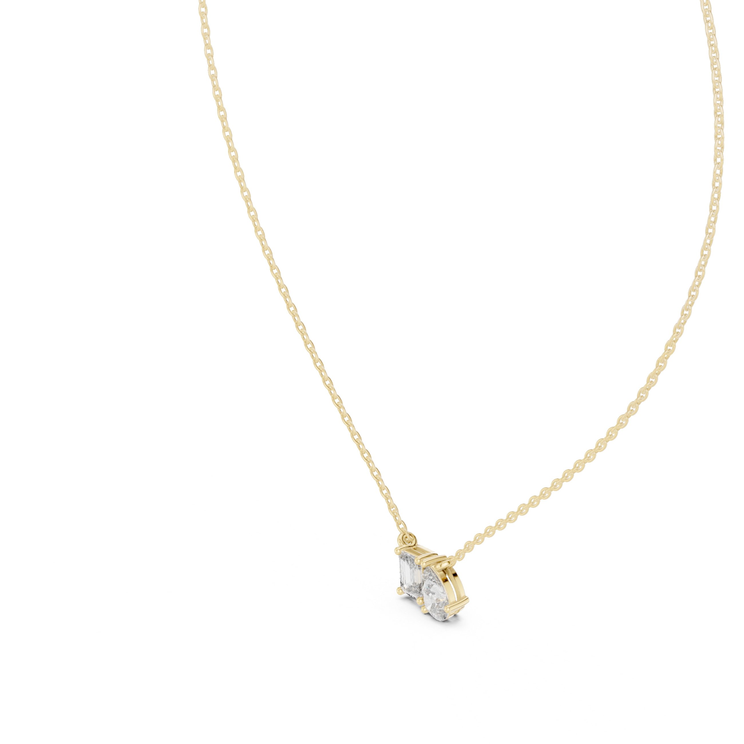ROSE GOLD EMRALD AND PEAR DIAMOND PENDENT