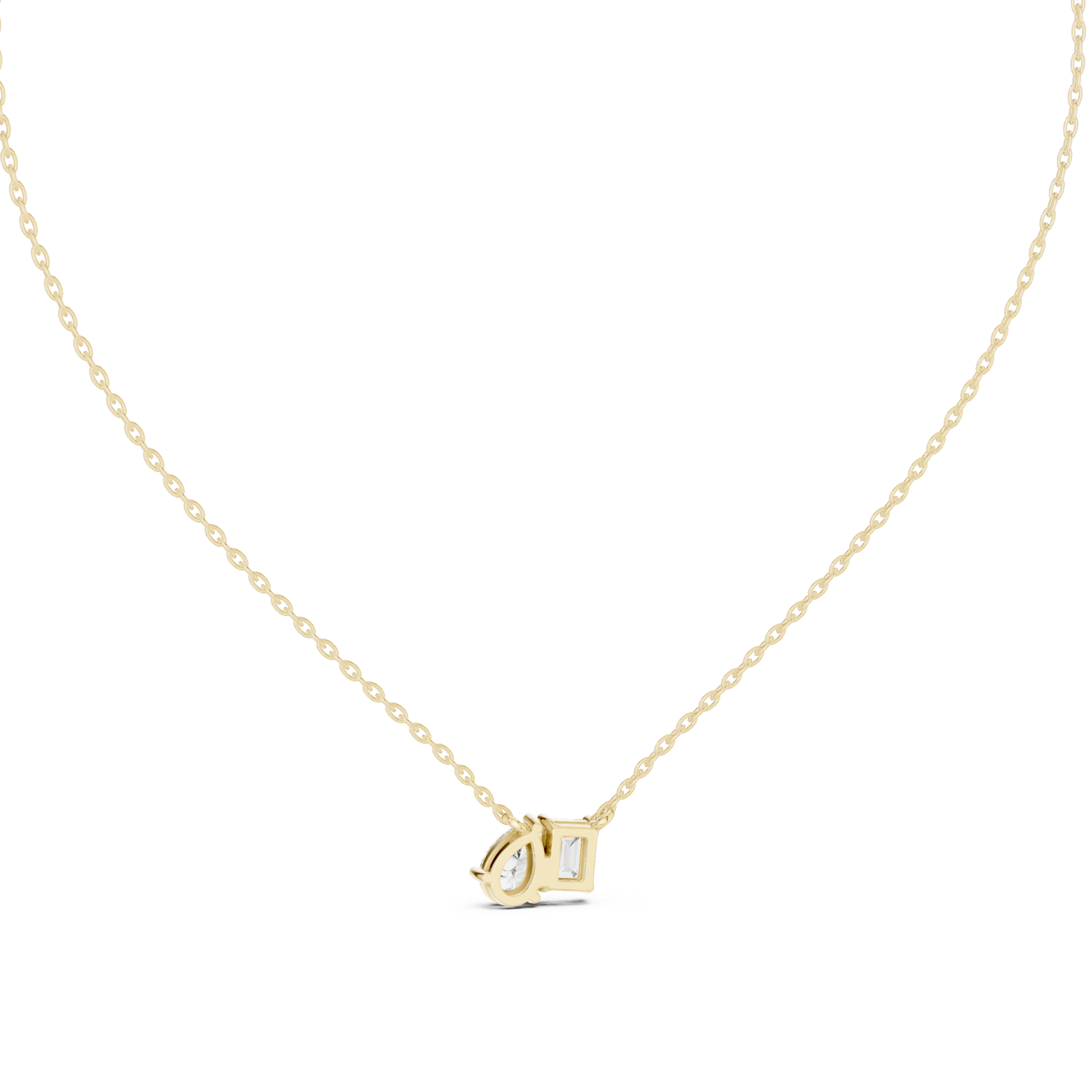 ROSE GOLD EMRALD AND PEAR DIAMOND PENDENT