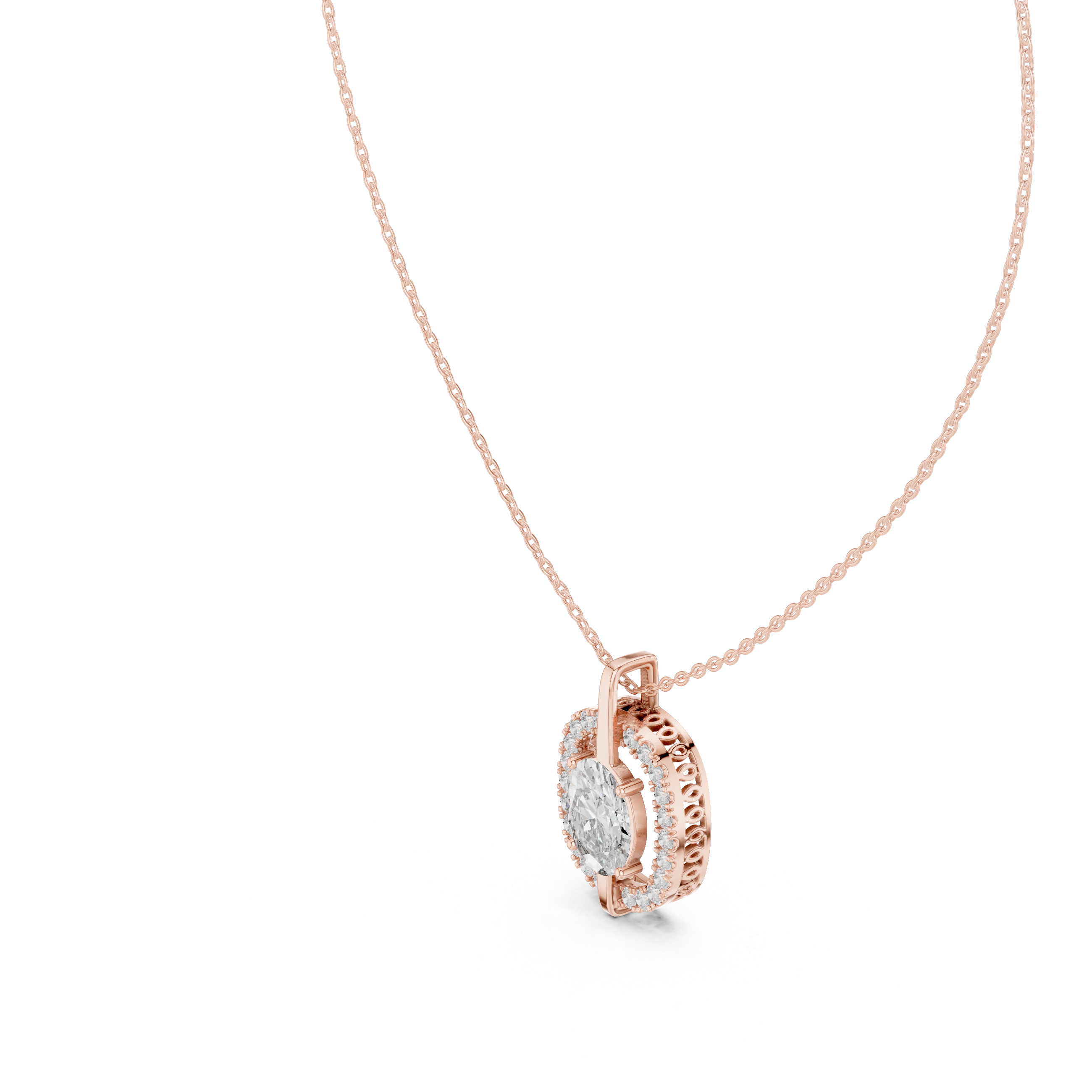 2CTOVAL HALO DIAMOND PENDENT