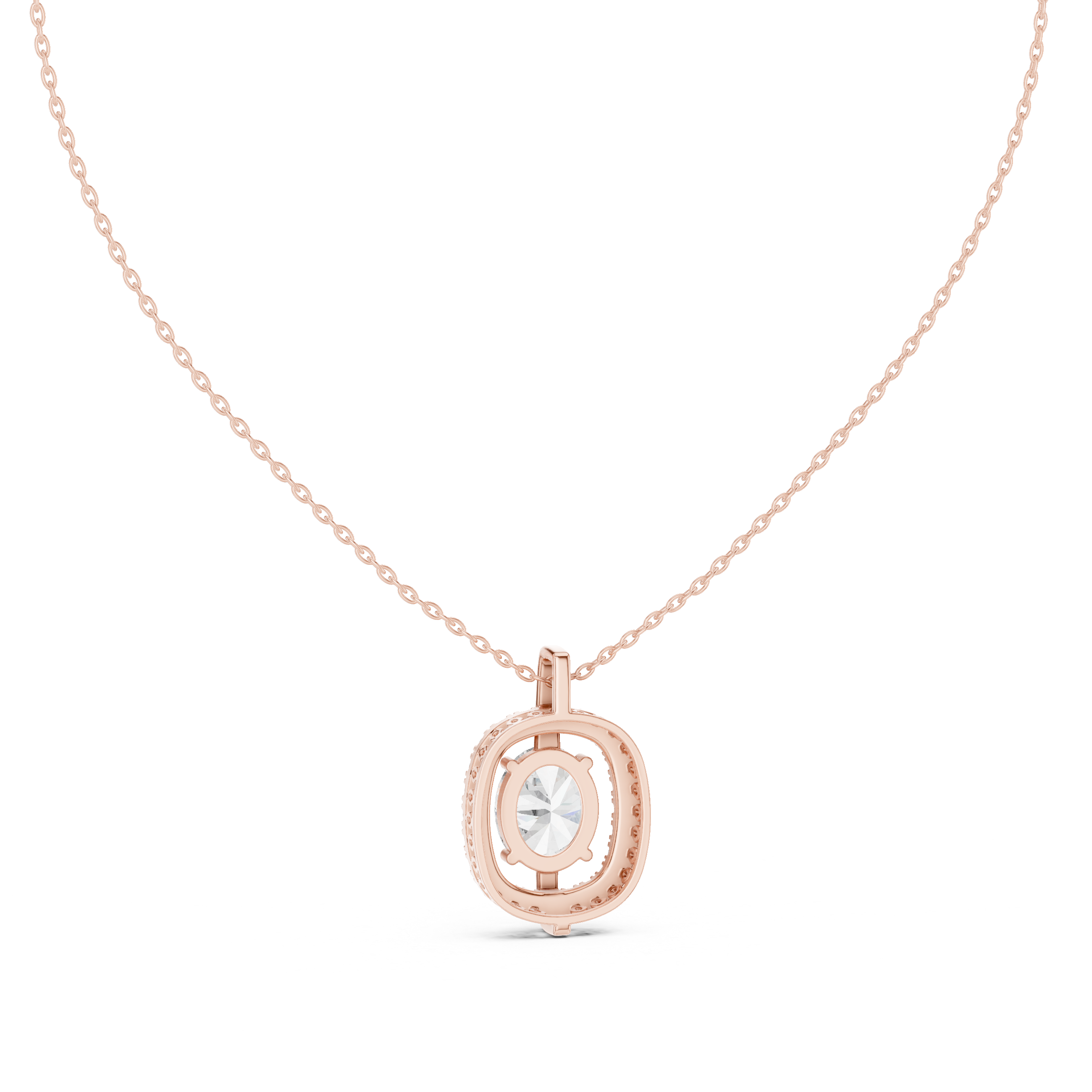 2CTOVAL HALO DIAMOND PENDENT