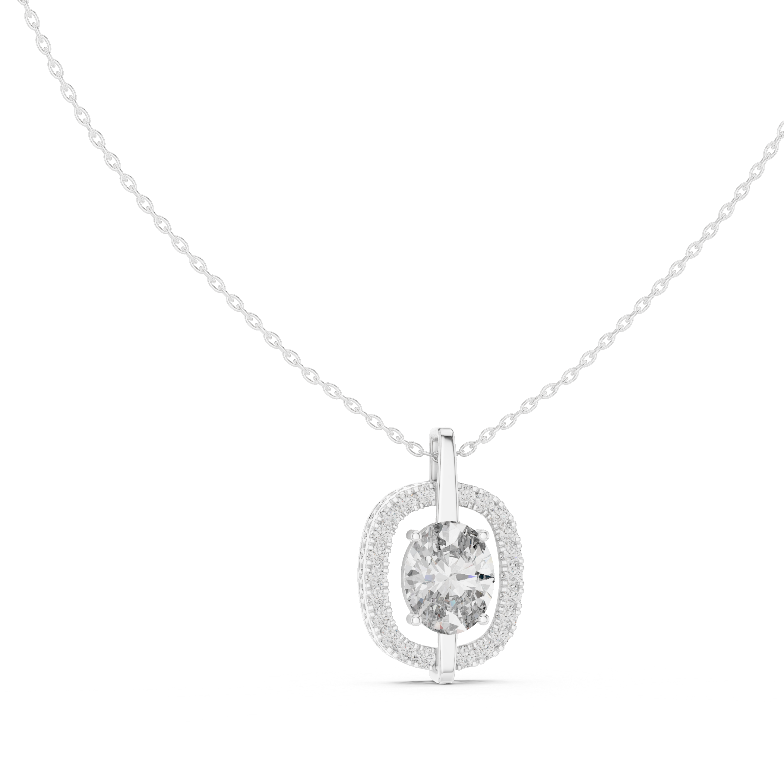 2CTOVAL HALO DIAMOND PENDENT
