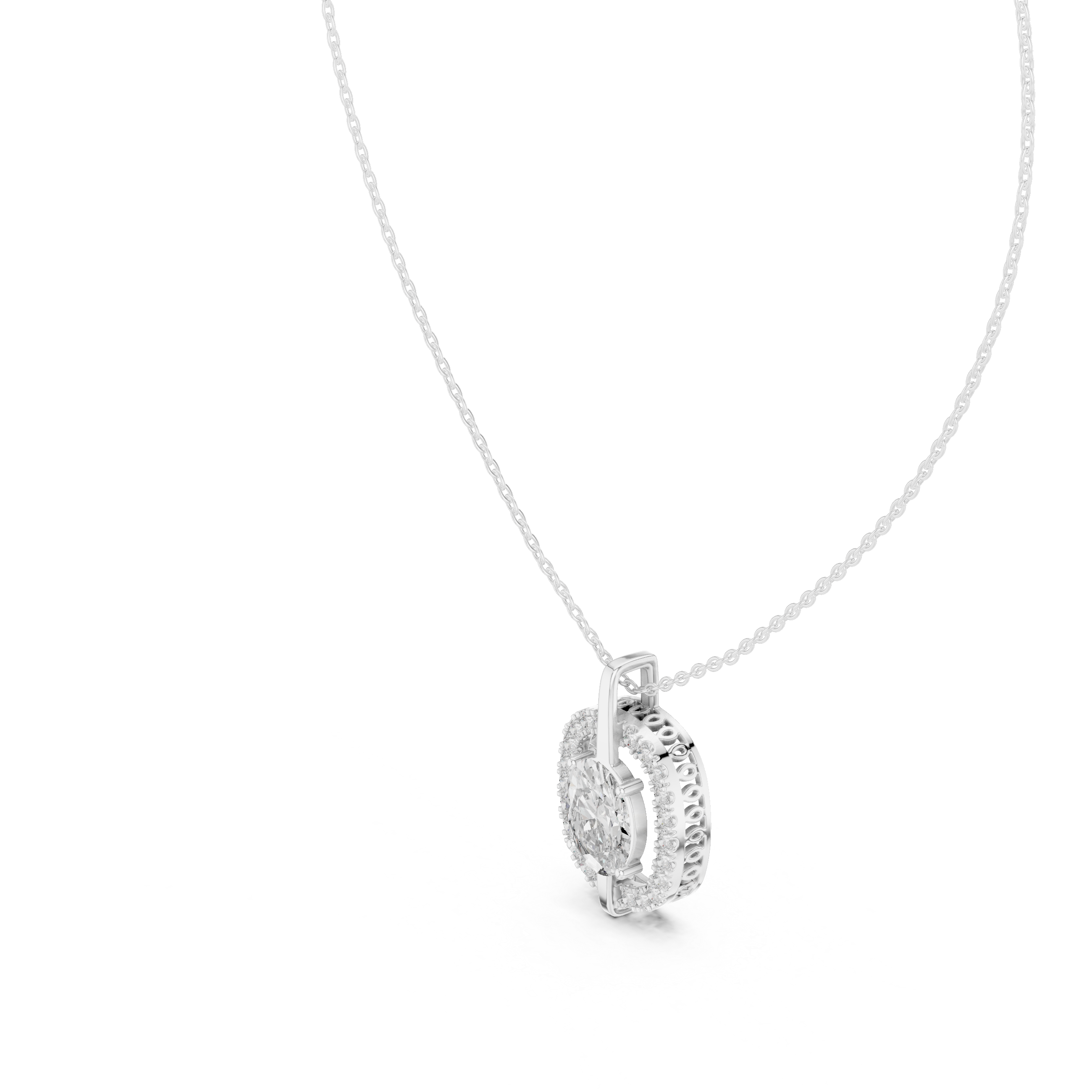2CTOVAL HALO DIAMOND PENDENT