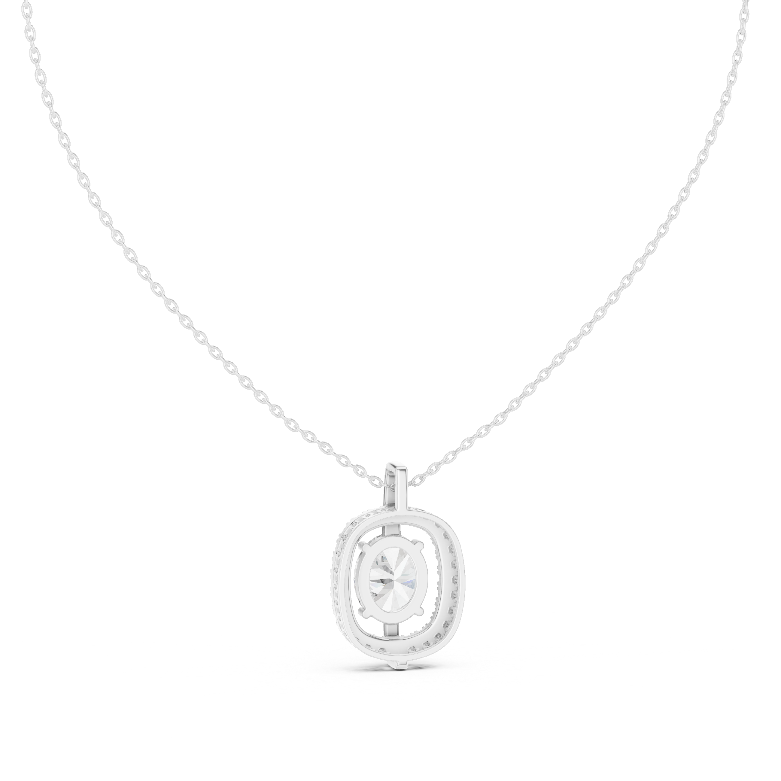 2CTOVAL HALO DIAMOND PENDENT