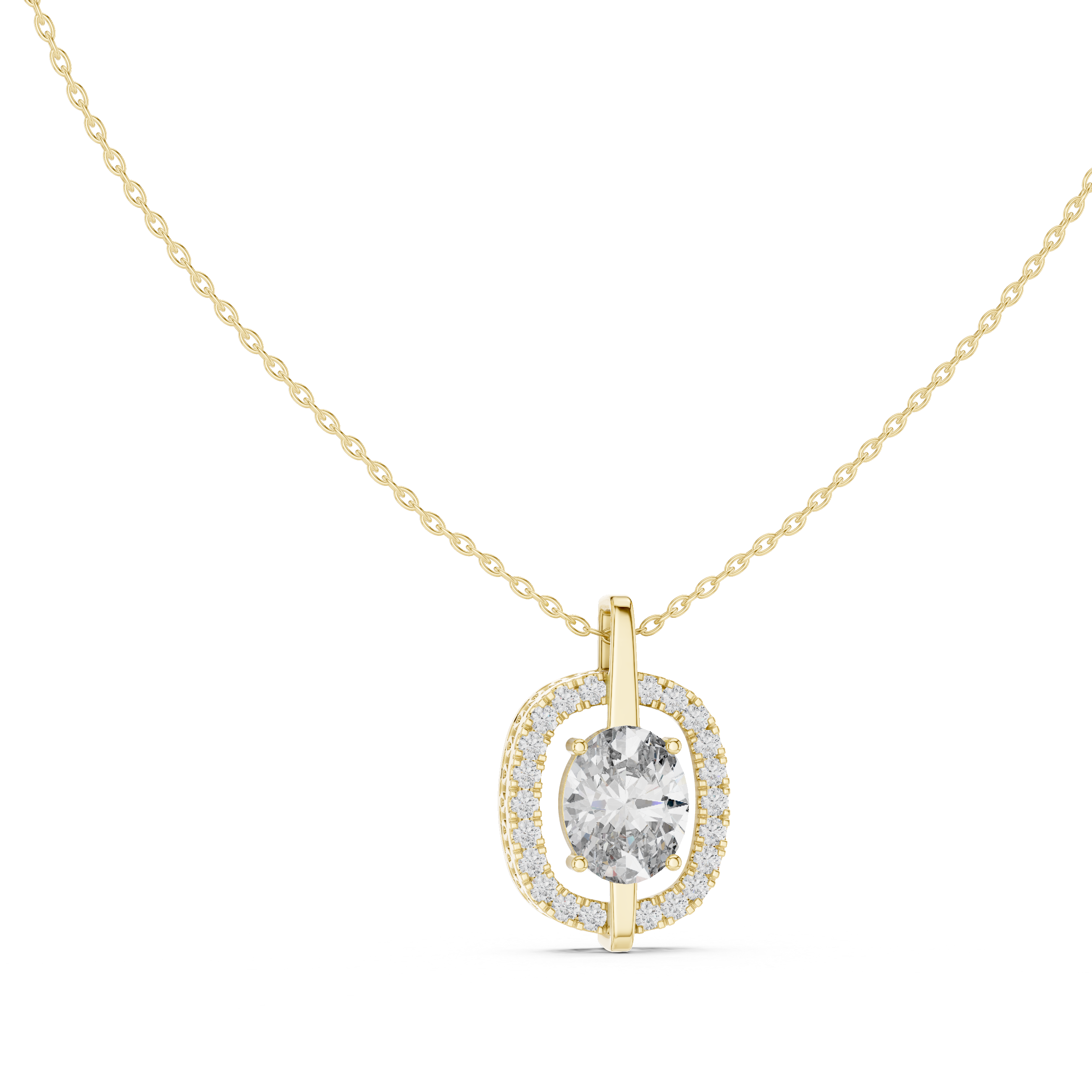 2CTOVAL HALO DIAMOND PENDENT