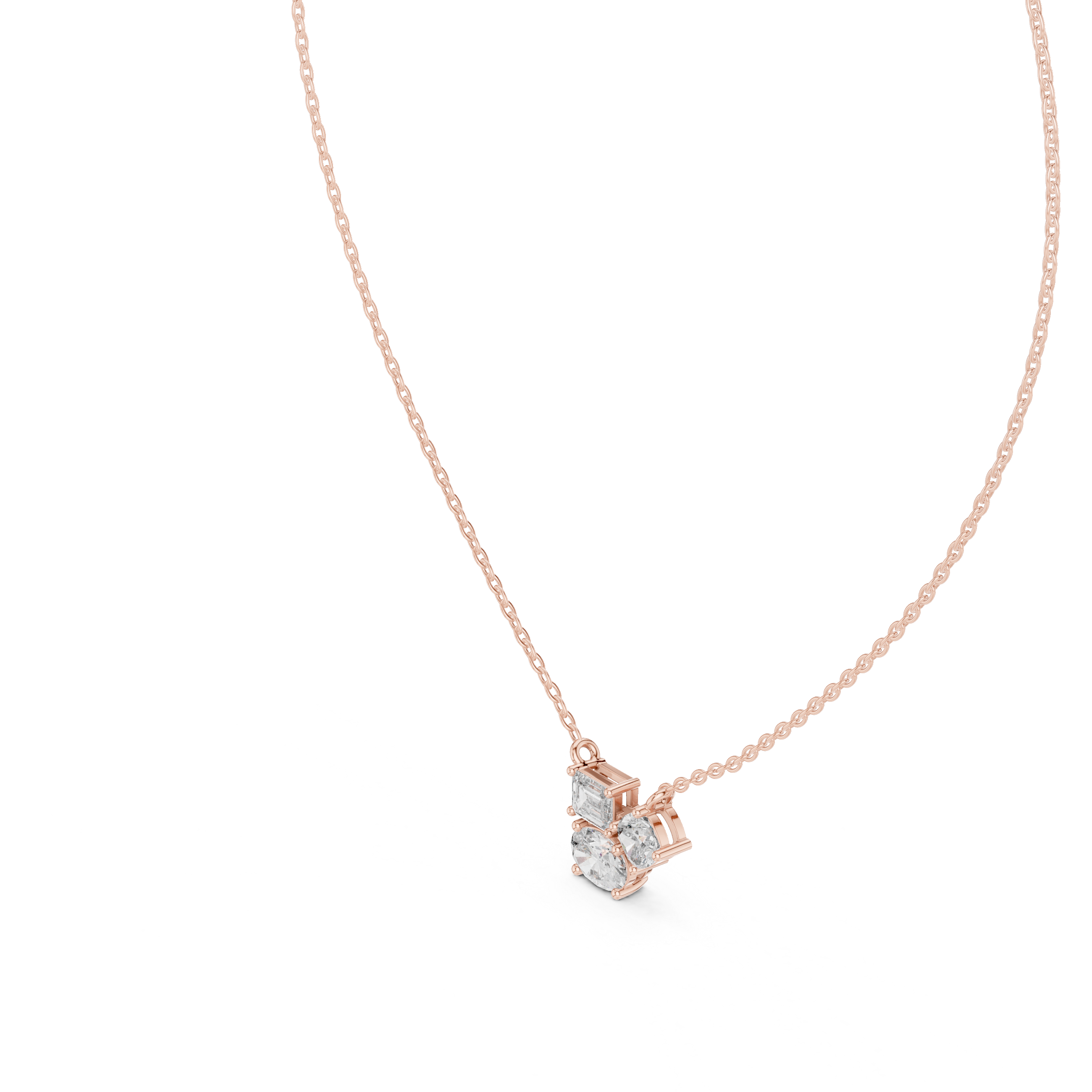 THREE STONE DIAMOND CLUSTER PENDENT