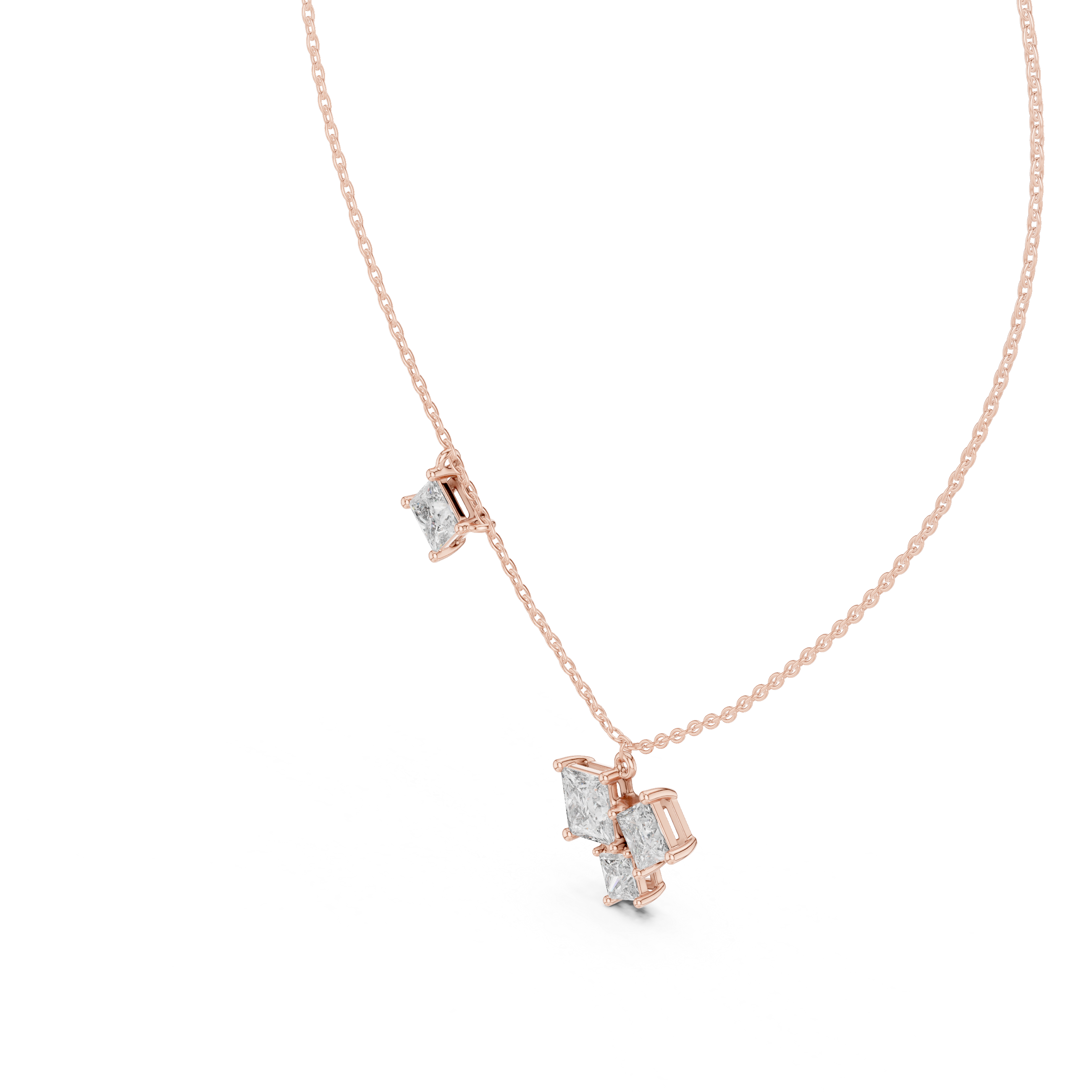 PRINCESS CUT DIAMOND CLUSTER PENDENT