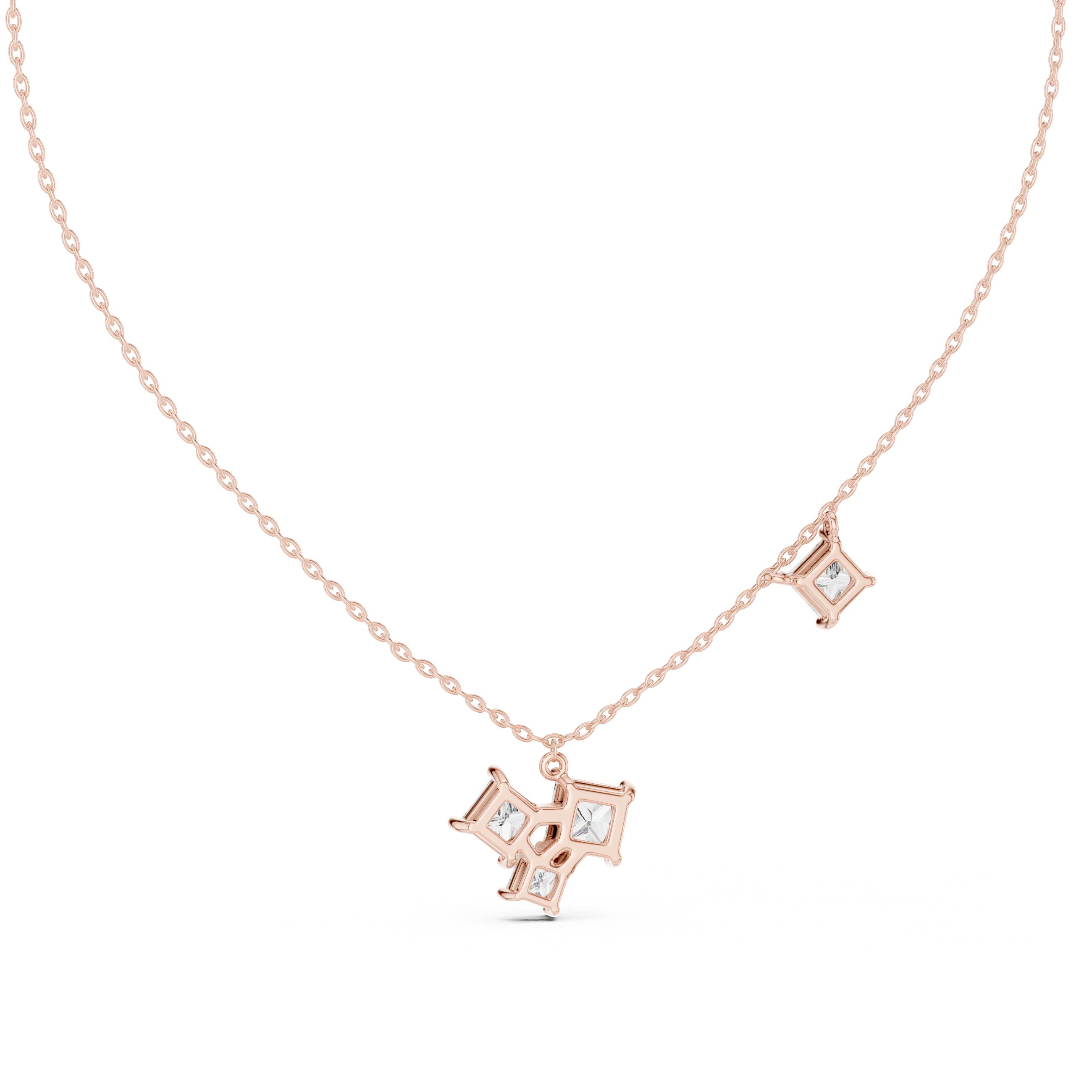 PRINCESS CUT DIAMOND CLUSTER PENDENT