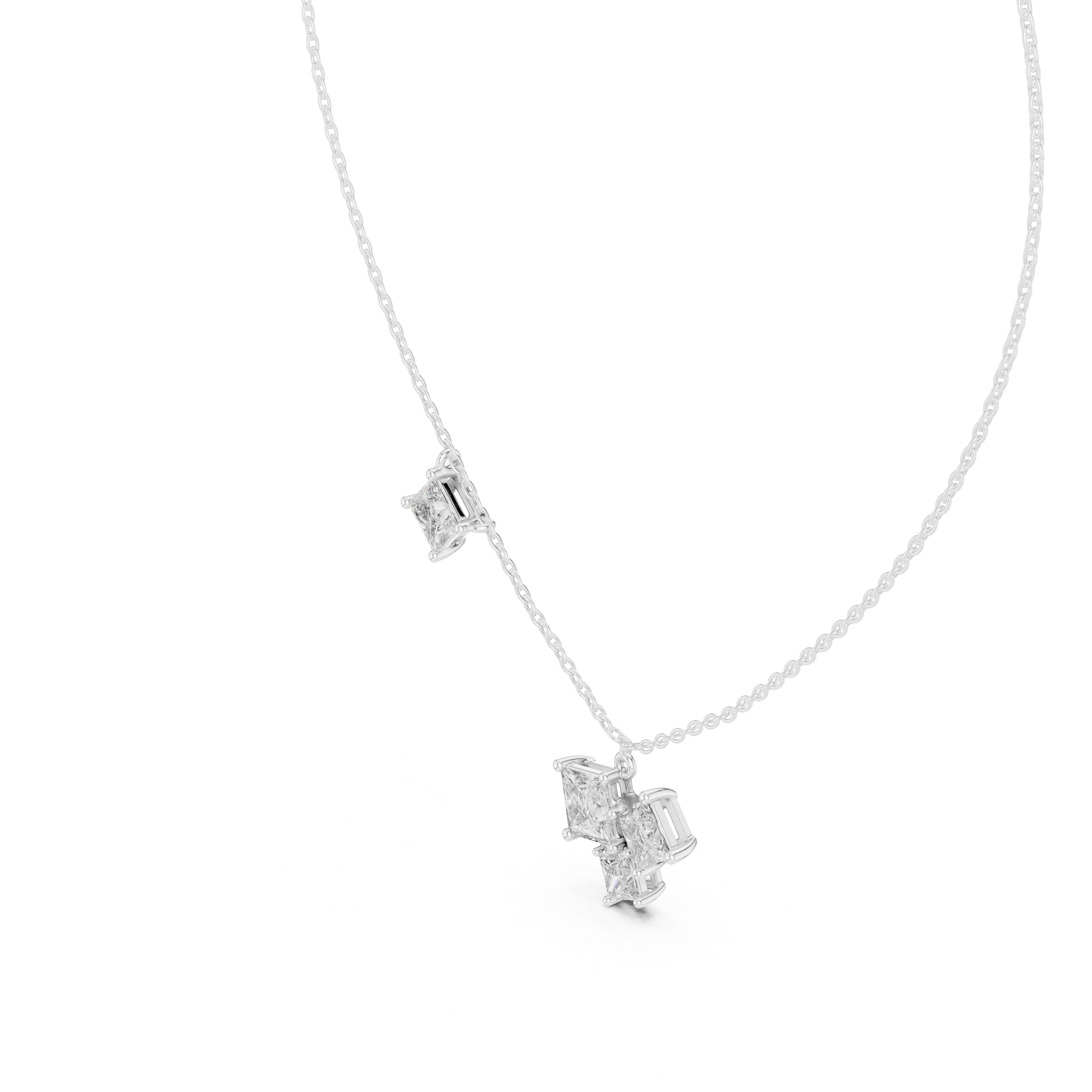 PRINCESS CUT DIAMOND CLUSTER PENDENT