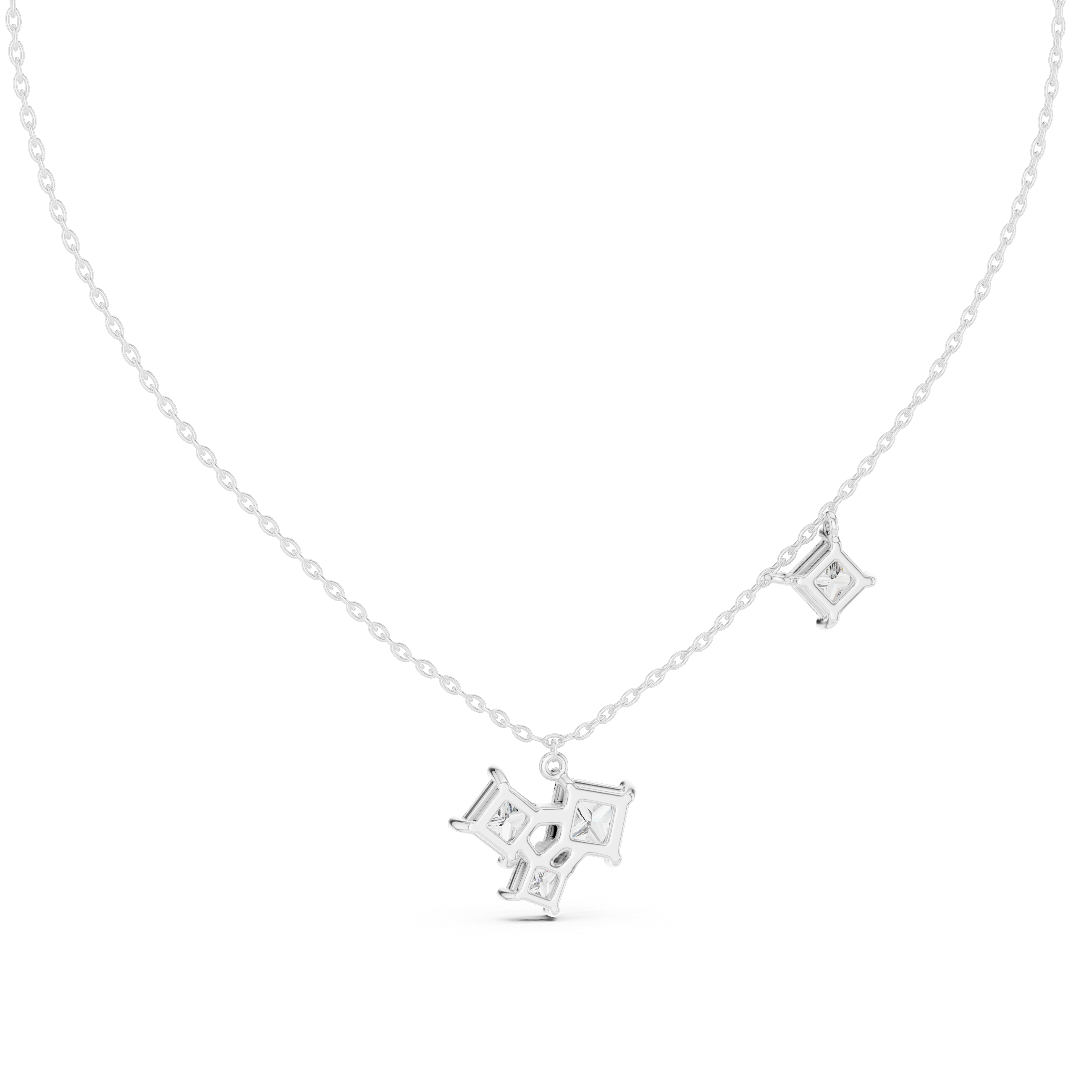 PRINCESS CUT DIAMOND CLUSTER PENDENT