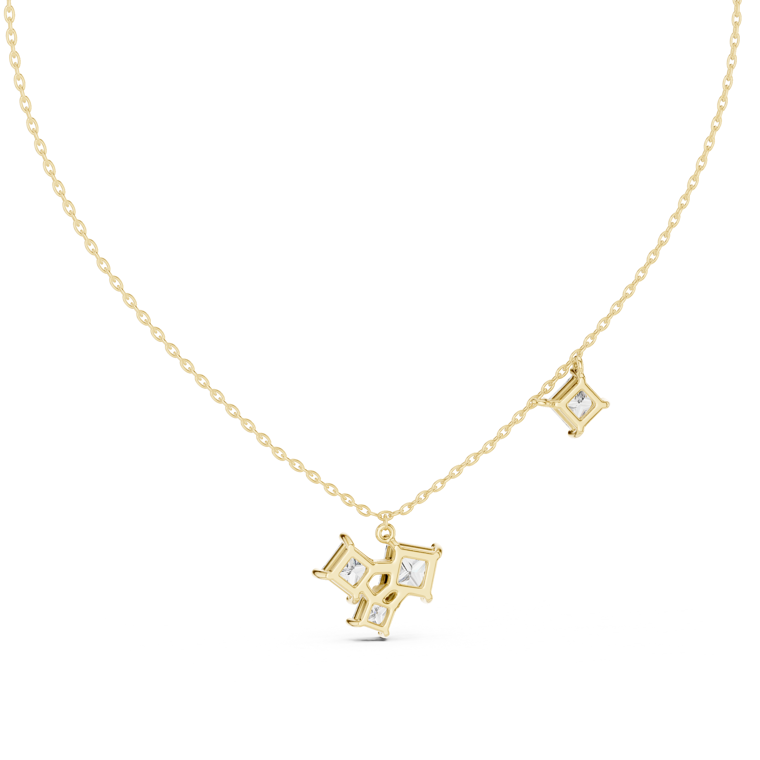 PRINCESS CUT DIAMOND CLUSTER PENDENT