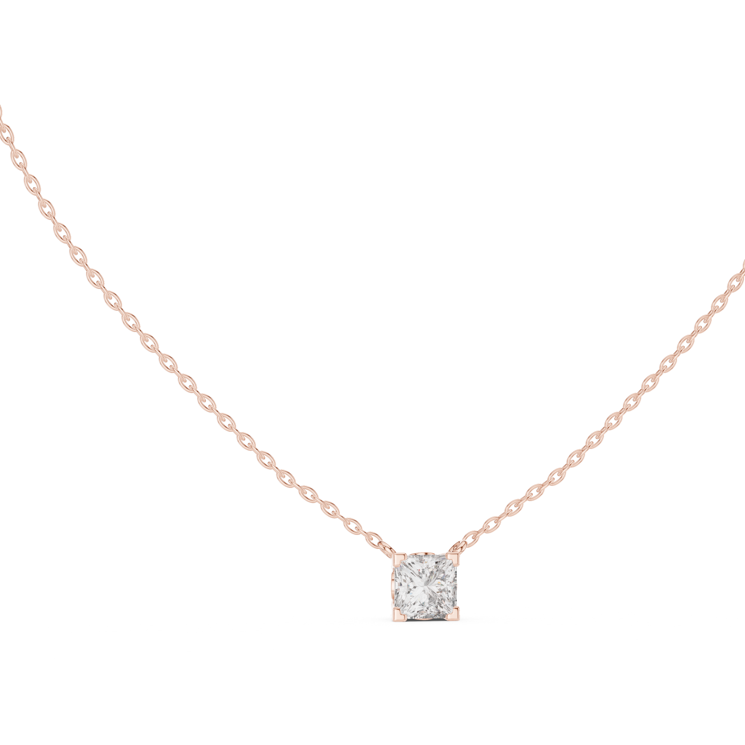 FLOATING PRINCESS CUT DIAMOND PENDENT