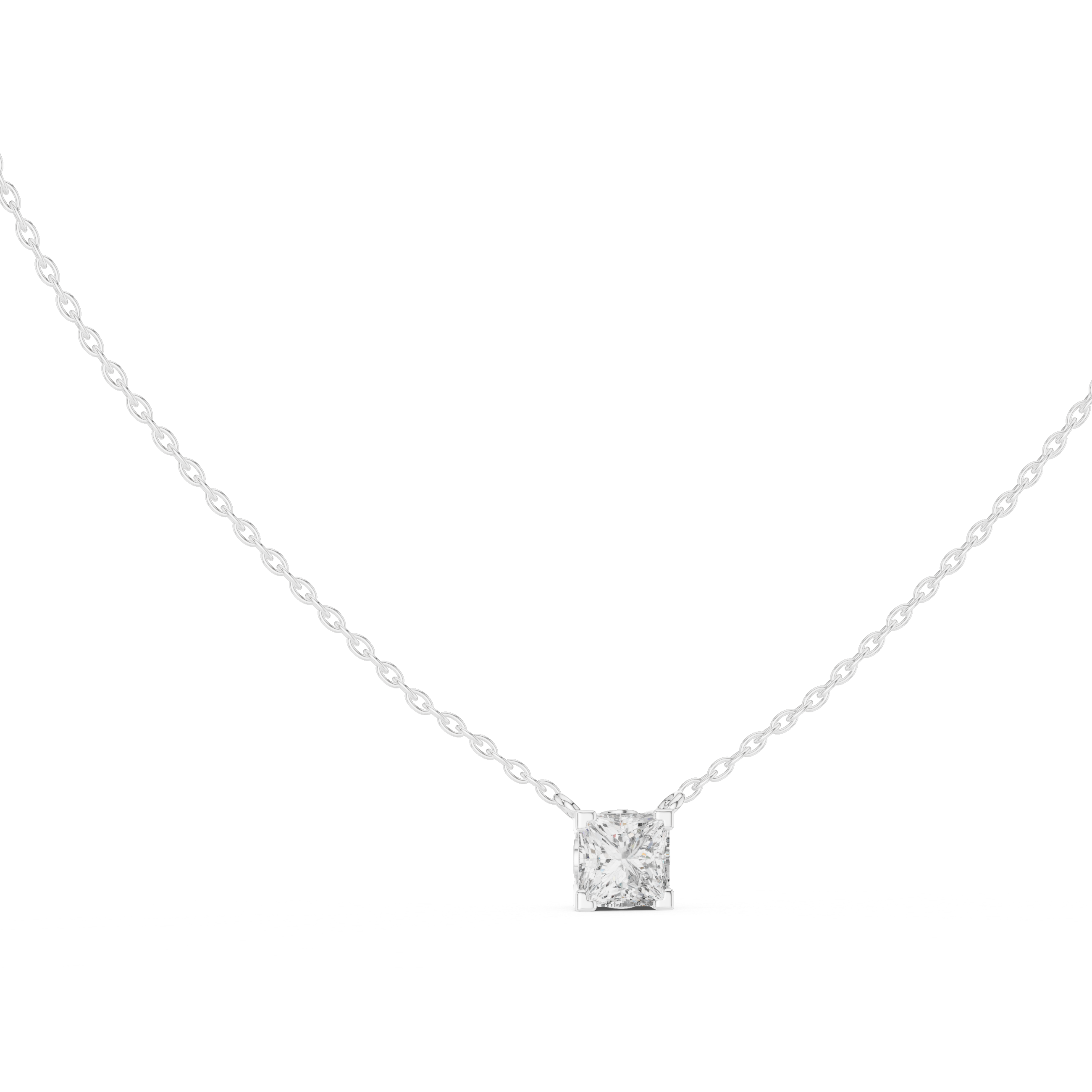 FLOATING PRINCESS CUT DIAMOND PENDENT