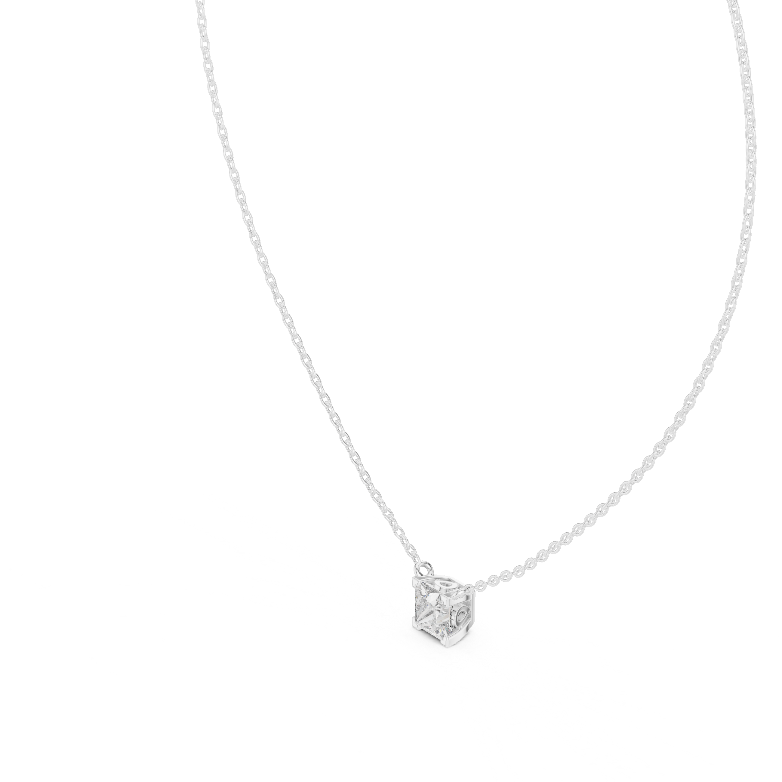 FLOATING PRINCESS CUT DIAMOND PENDENT