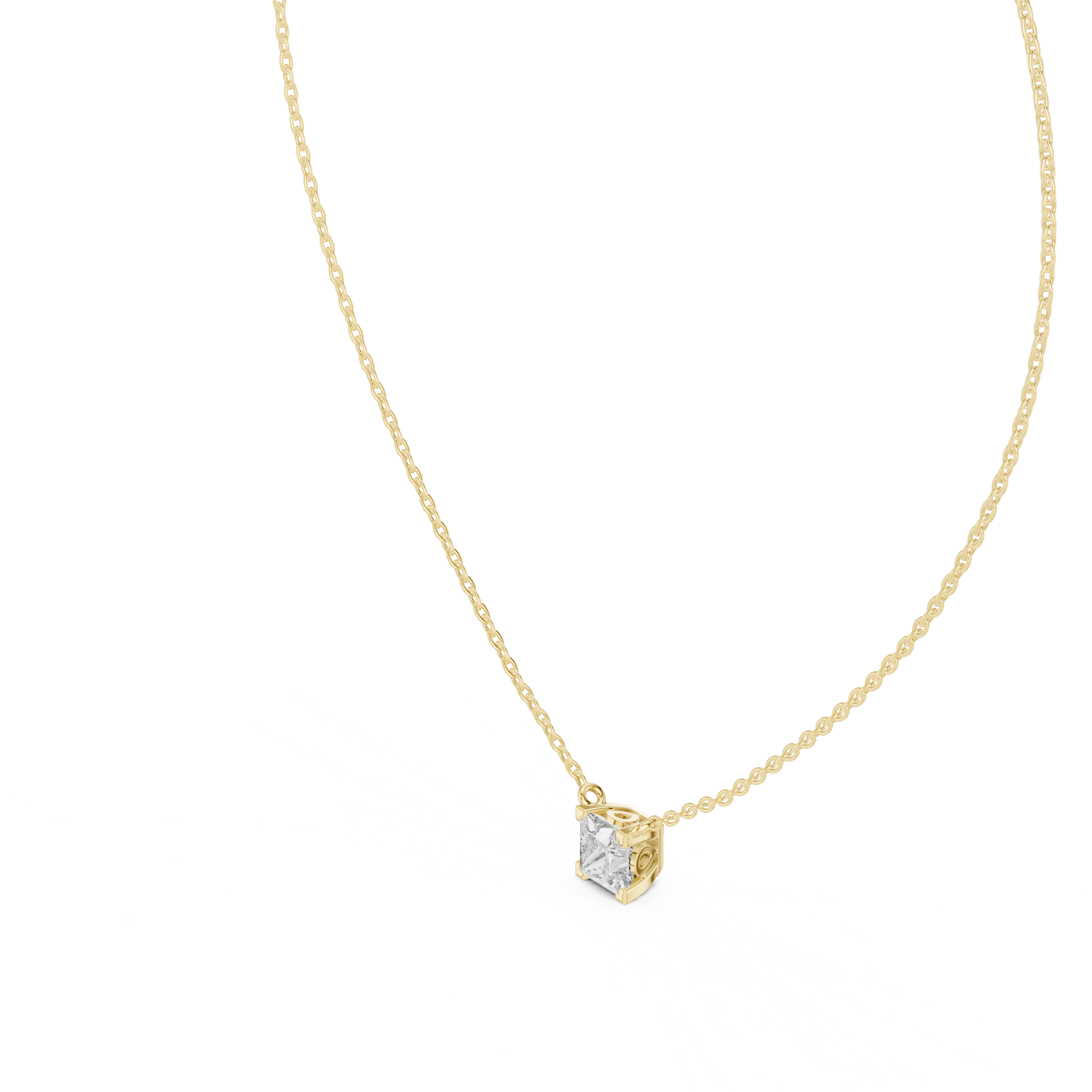 FLOATING PRINCESS CUT DIAMOND PENDENT