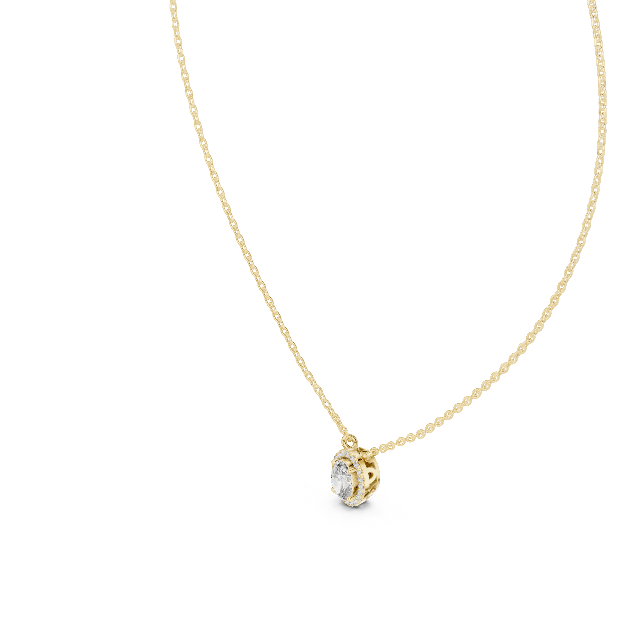 CLASSIC OVAL HALO DIAMOND PENDENT