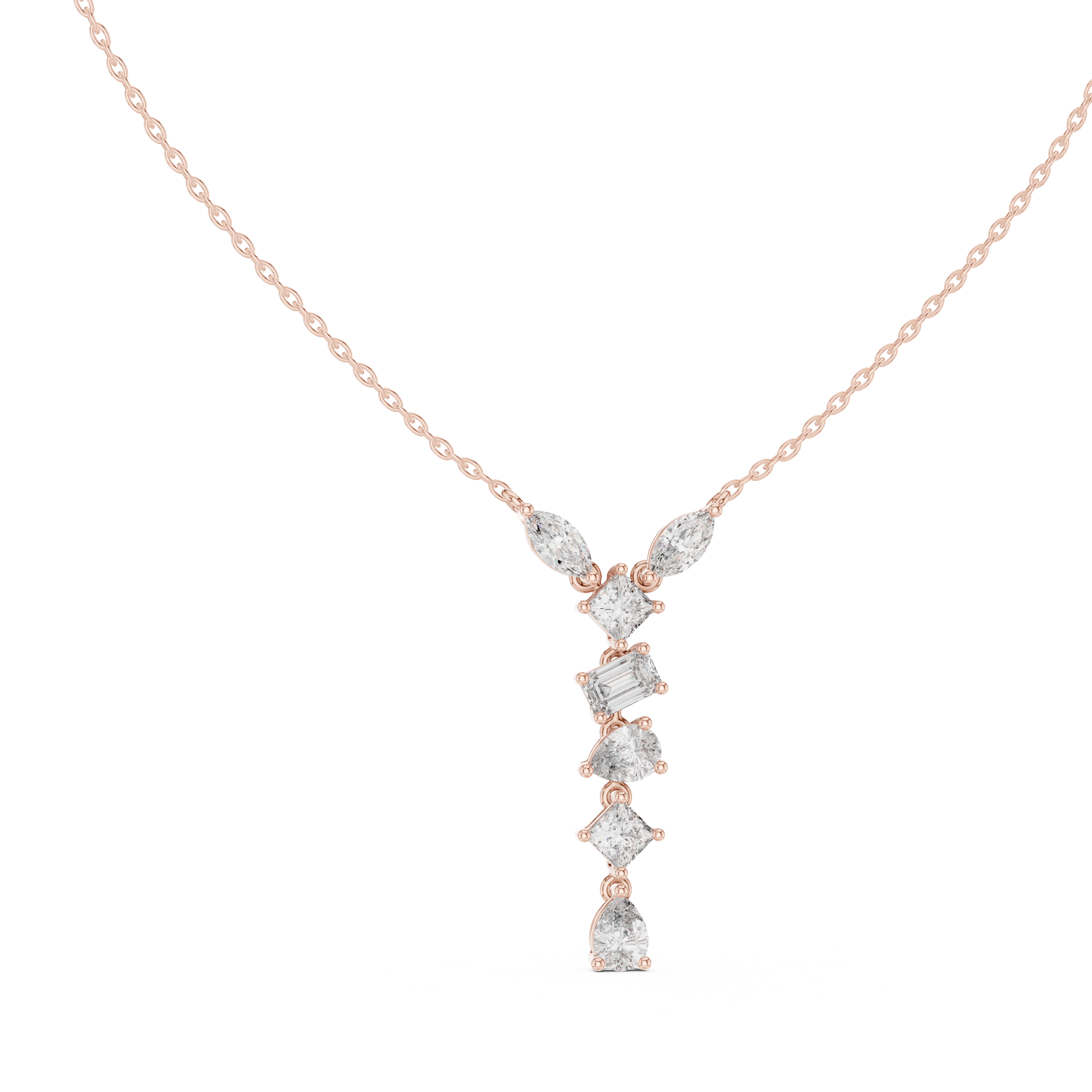 MULTI SHAPE DIAMOND Y-DROP PENDENT