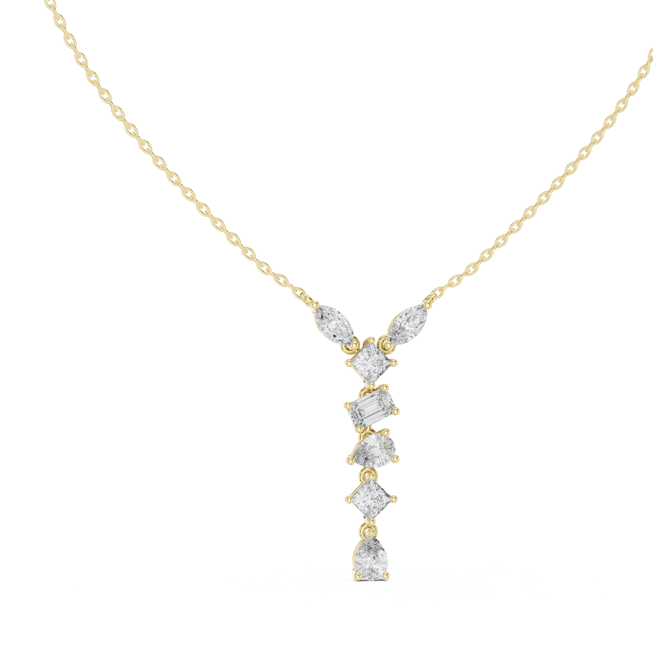 MULTI SHAPE DIAMOND Y-DROP PENDENT