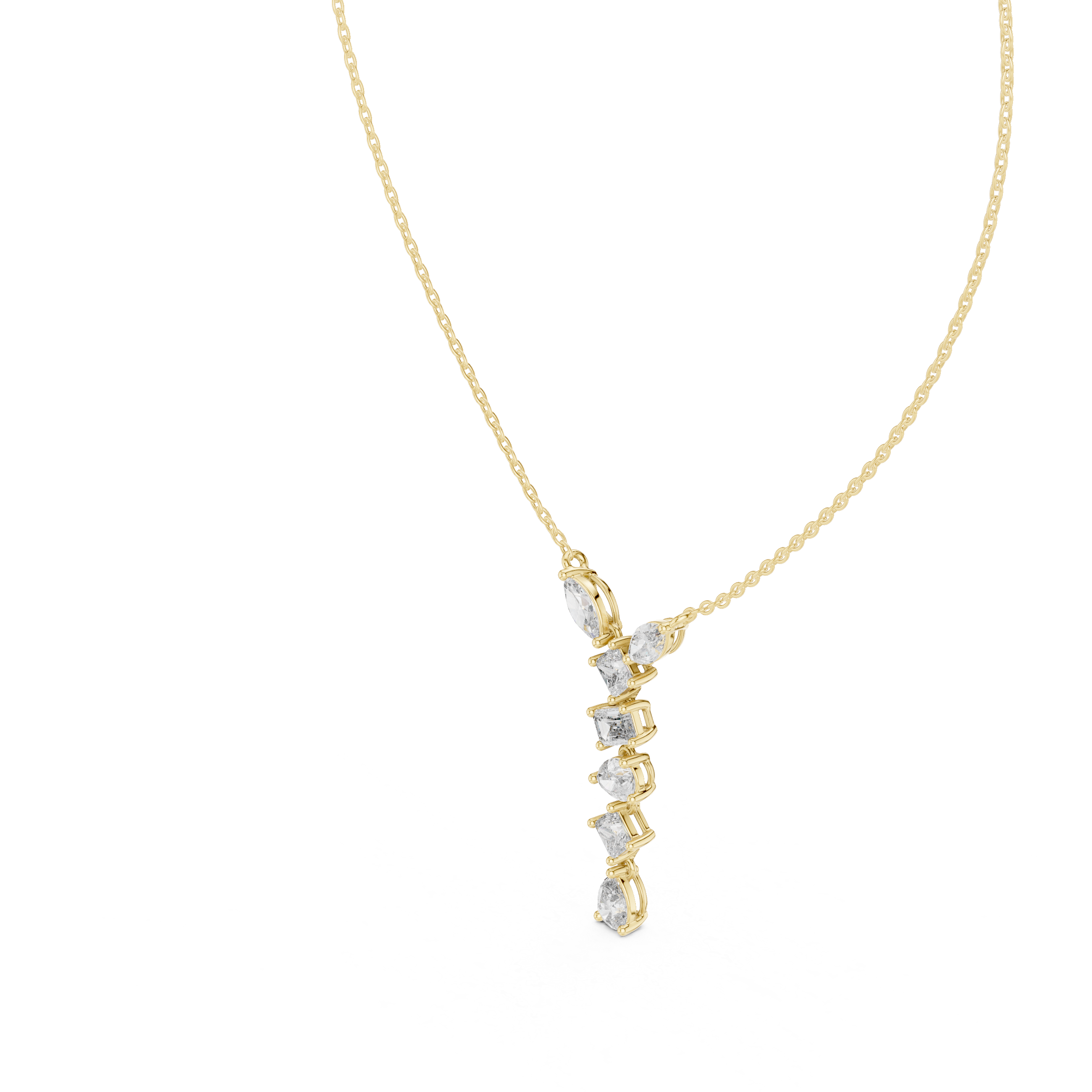 MULTI SHAPE DIAMOND Y-DROP PENDENT