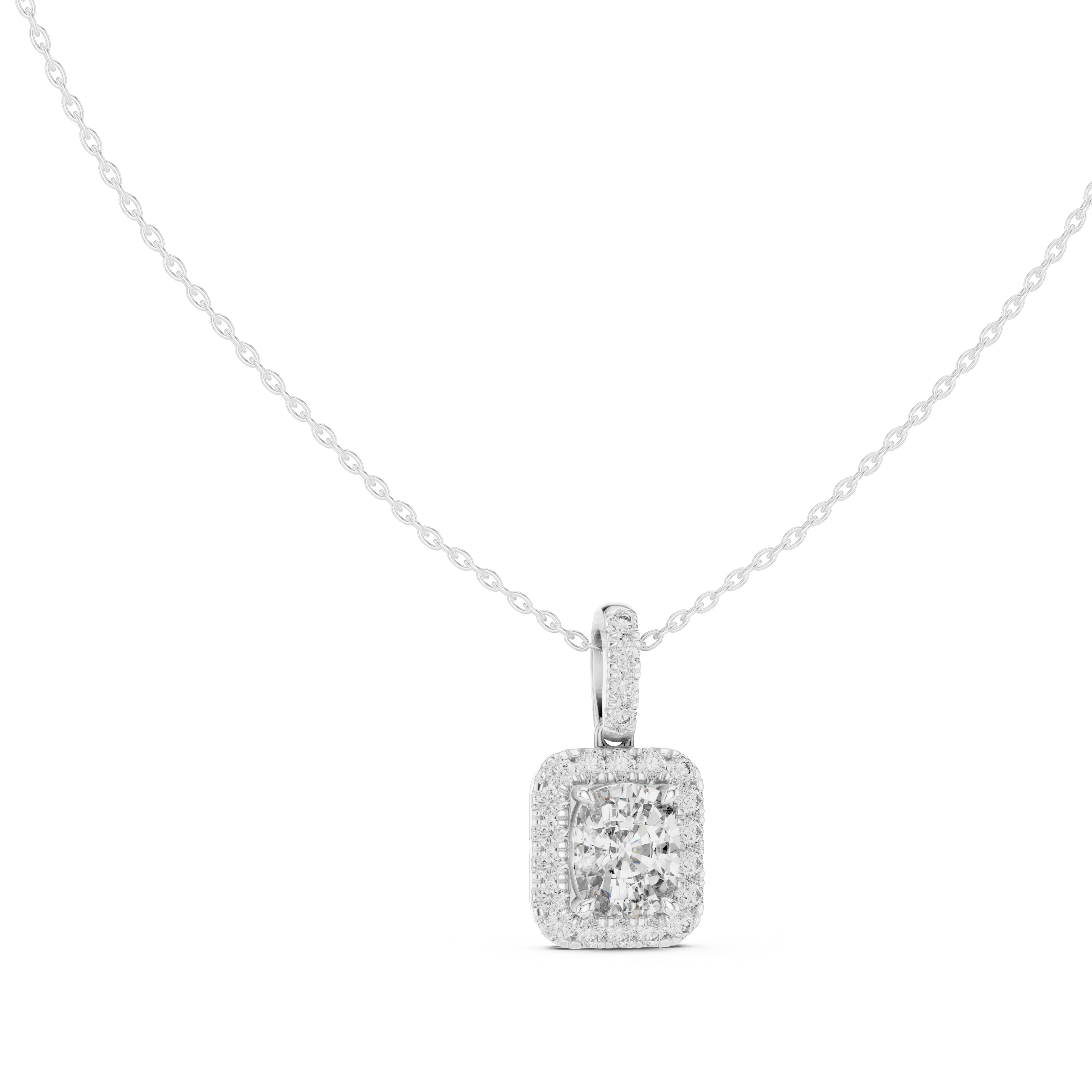 CUSHION HALO DIAMOND PENDENT