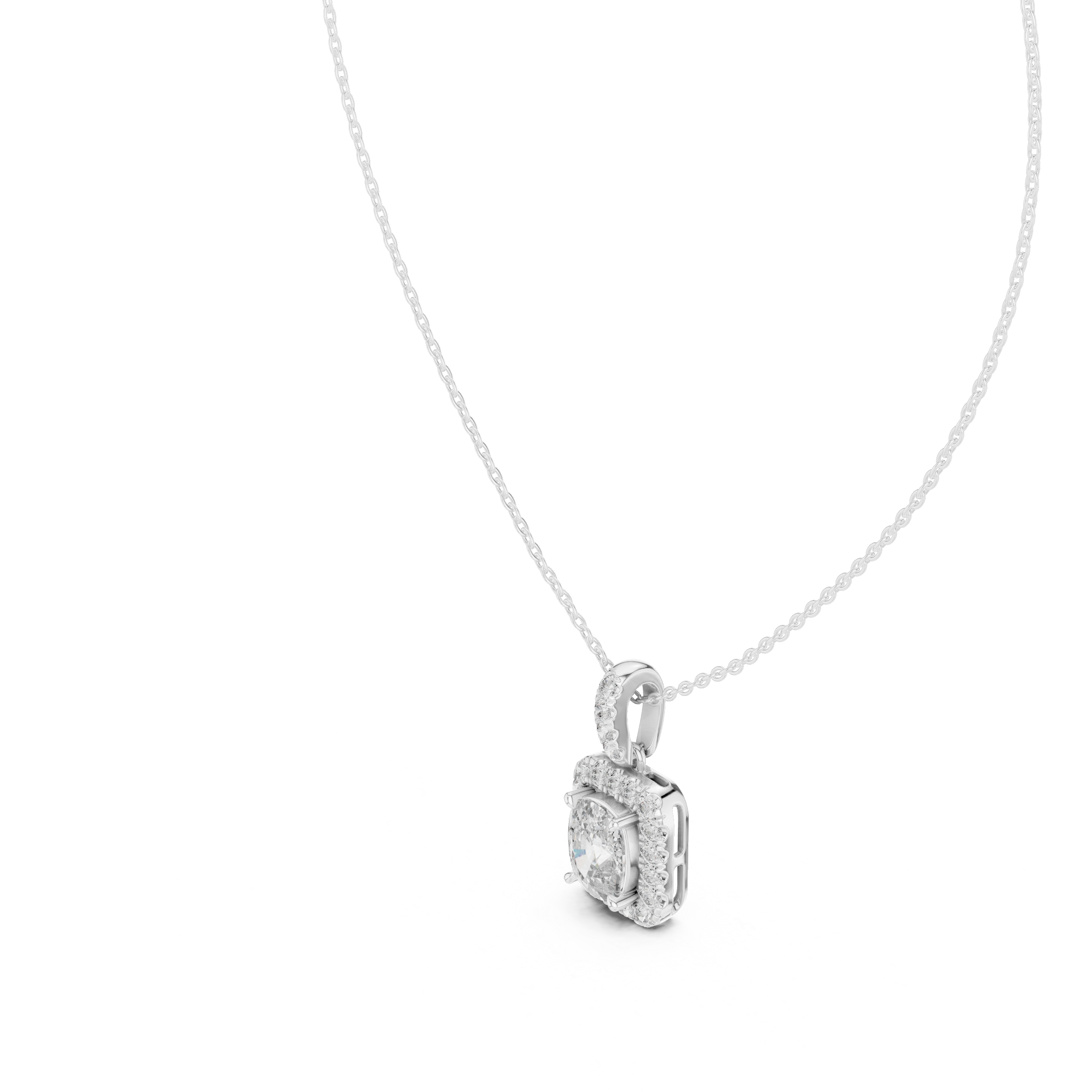 CUSHION HALO DIAMOND PENDENT