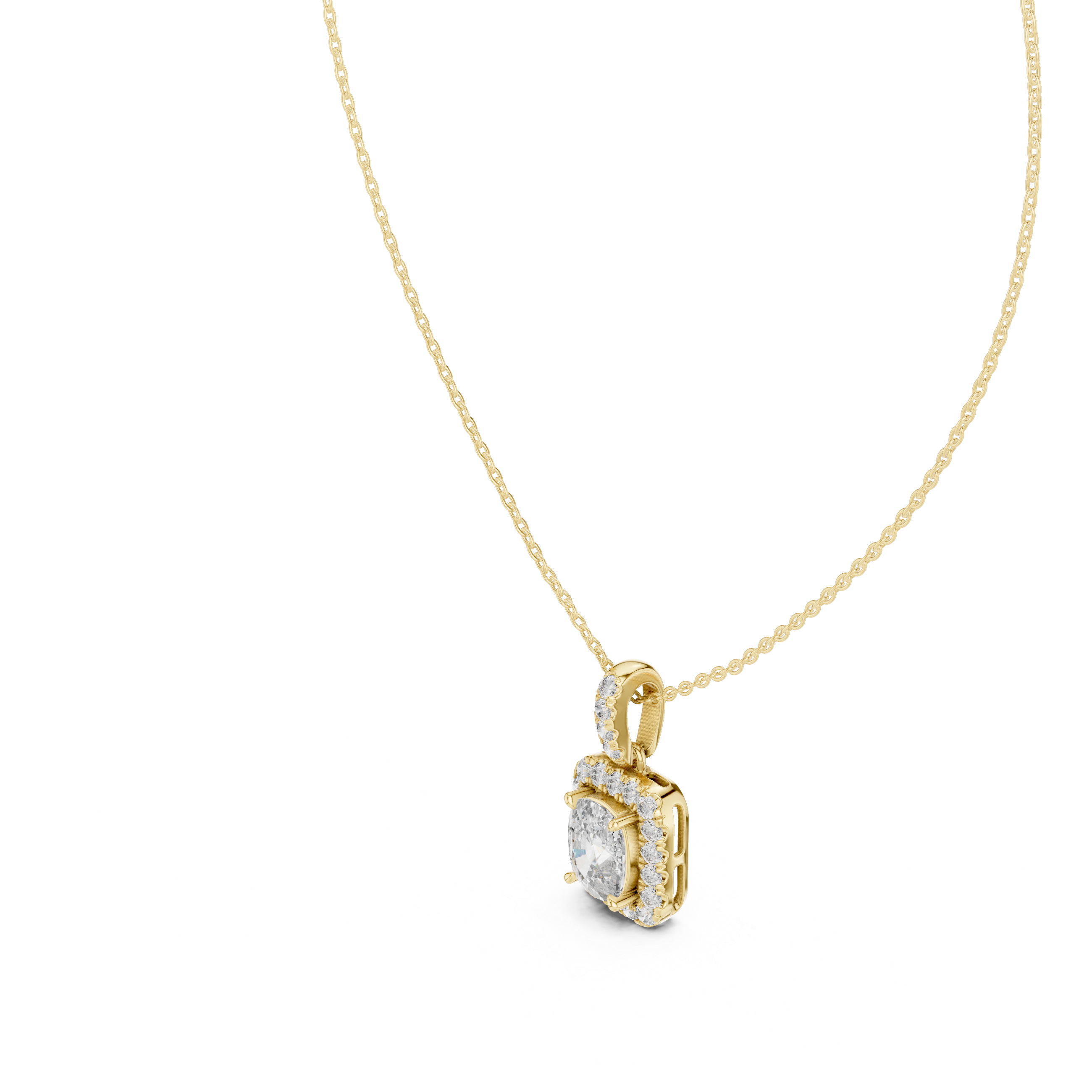 CUSHION HALO DIAMOND PENDENT