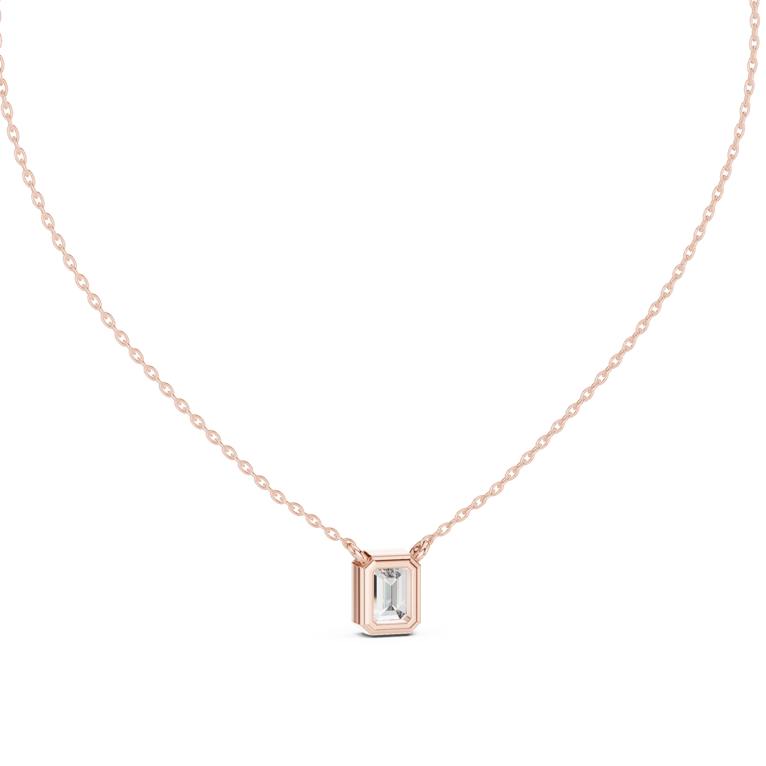 EMRALD CUT BEZEL SET SOLITAIRE DIAMOND PENDENT
