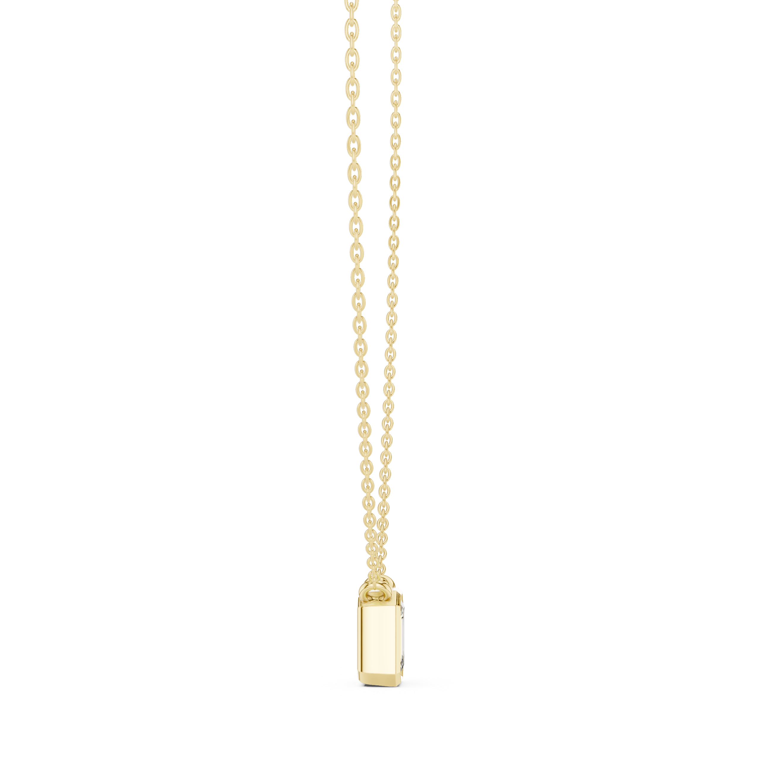 EMRALD CUT BEZEL SET SOLITAIRE DIAMOND PENDENT