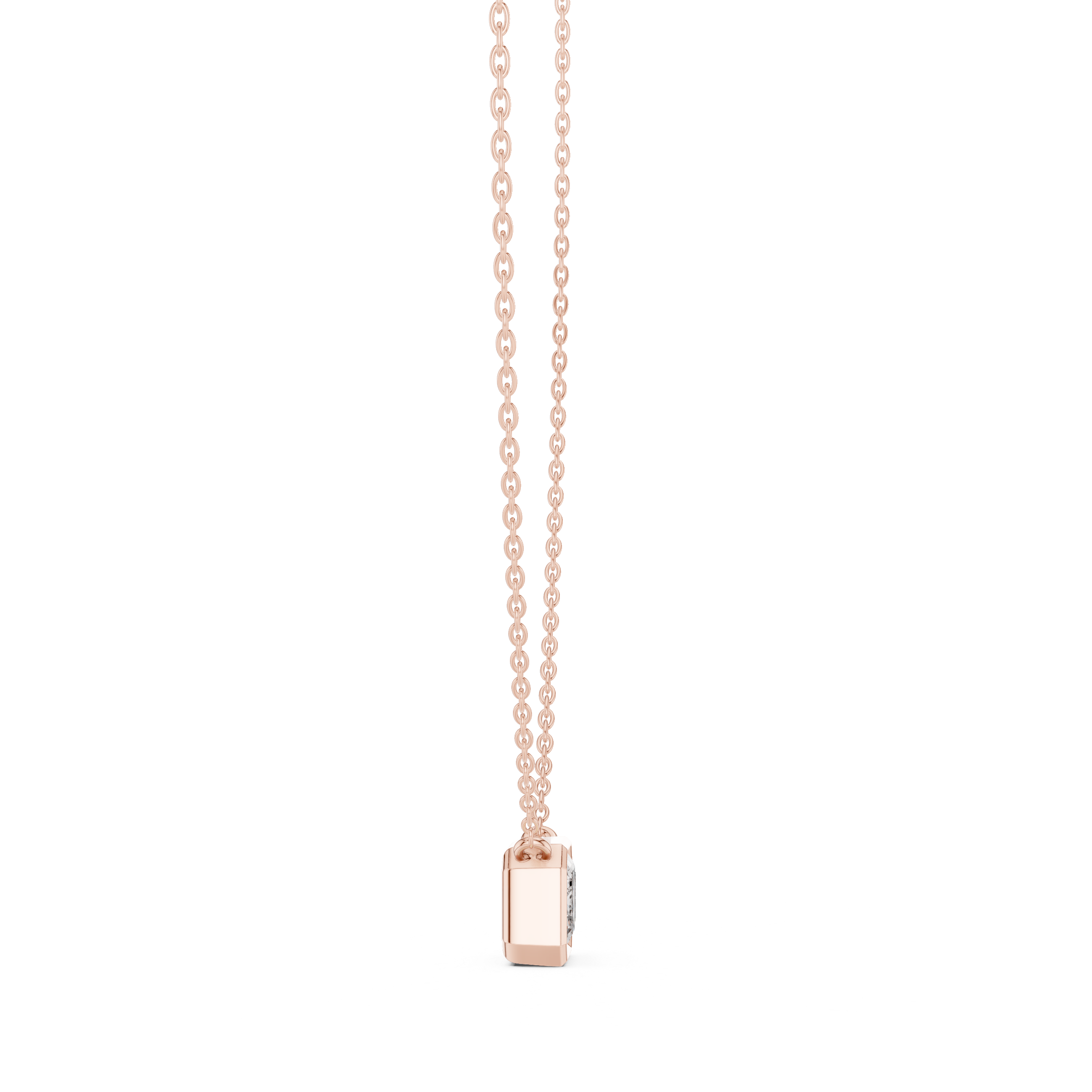 HORIZONTAL EMRALD CUT BEZEL SET SOLITAIRE DIAMOND PENDENT