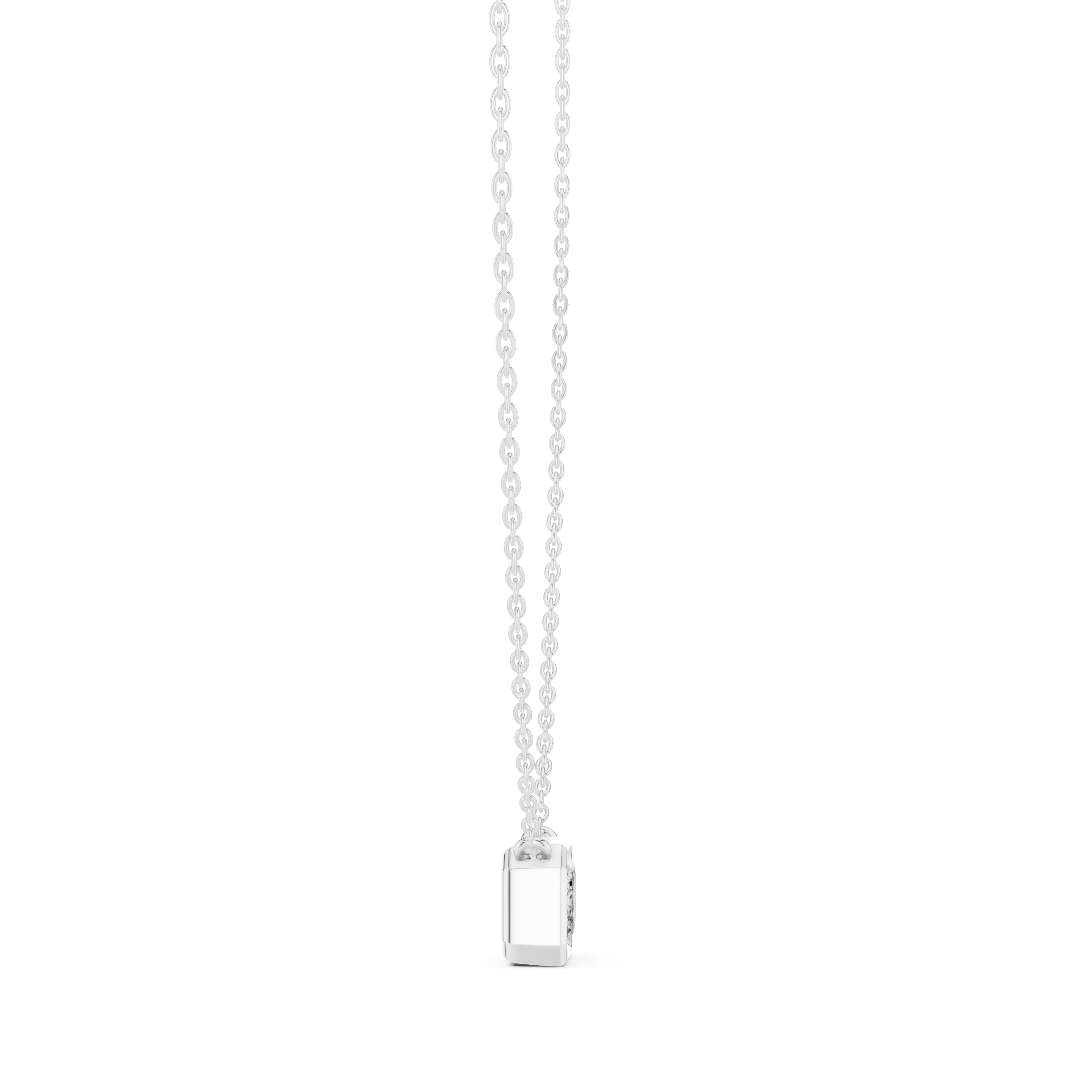 HORIZONTAL EMRALD CUT BEZEL SET SOLITAIRE DIAMOND PENDENT
