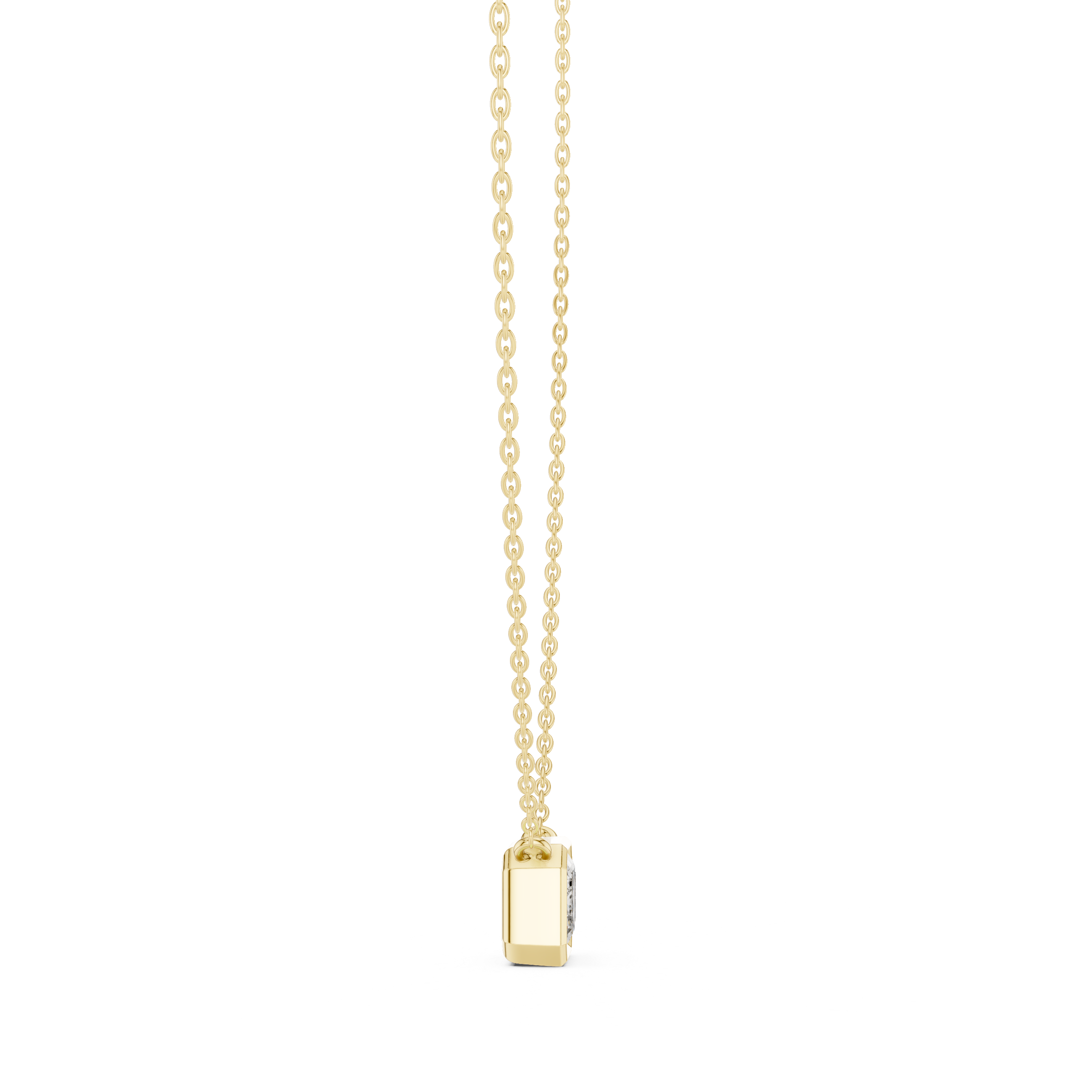 HORIZONTAL EMRALD CUT BEZEL SET SOLITAIRE DIAMOND PENDENT