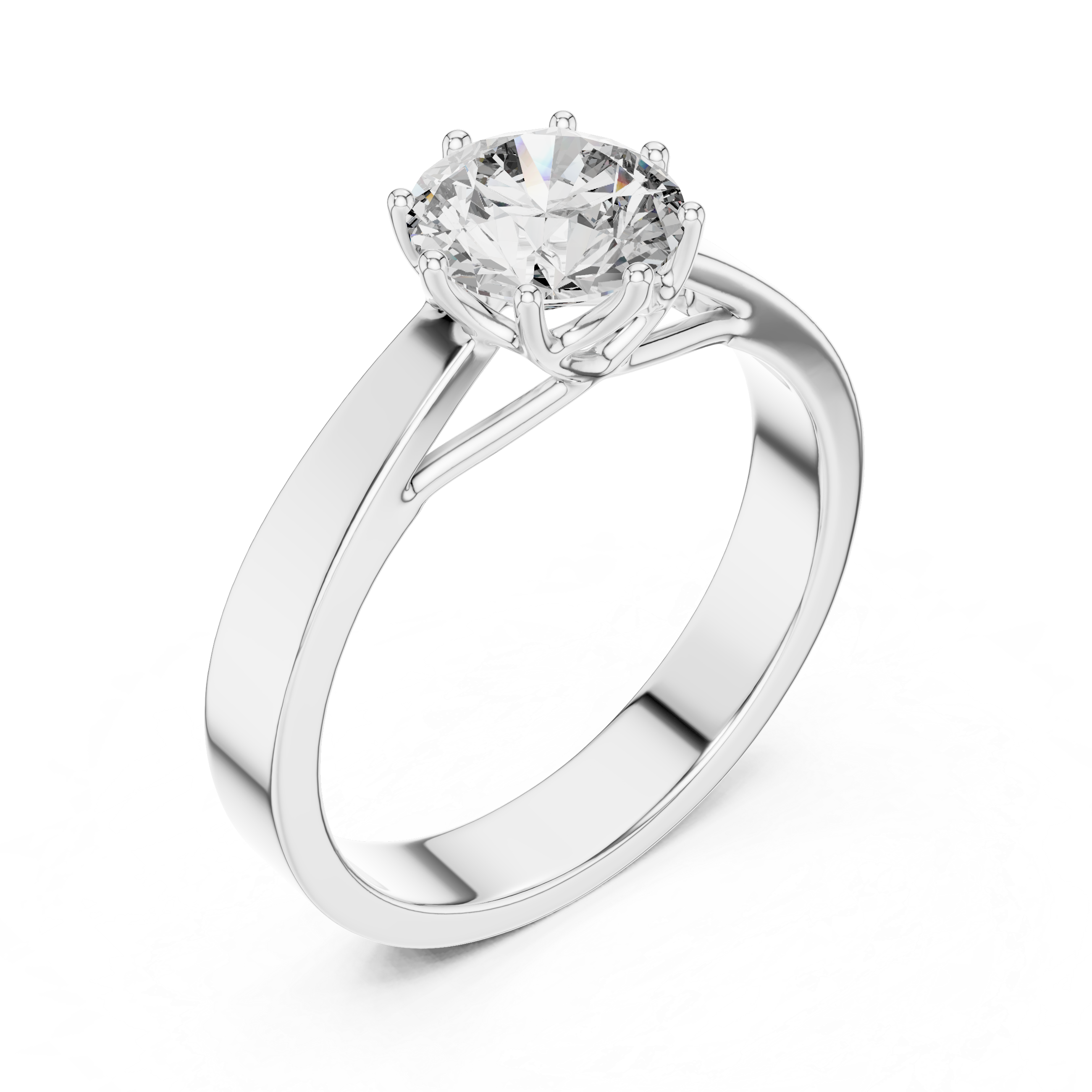 1ct Solitaire Simple Ring Band