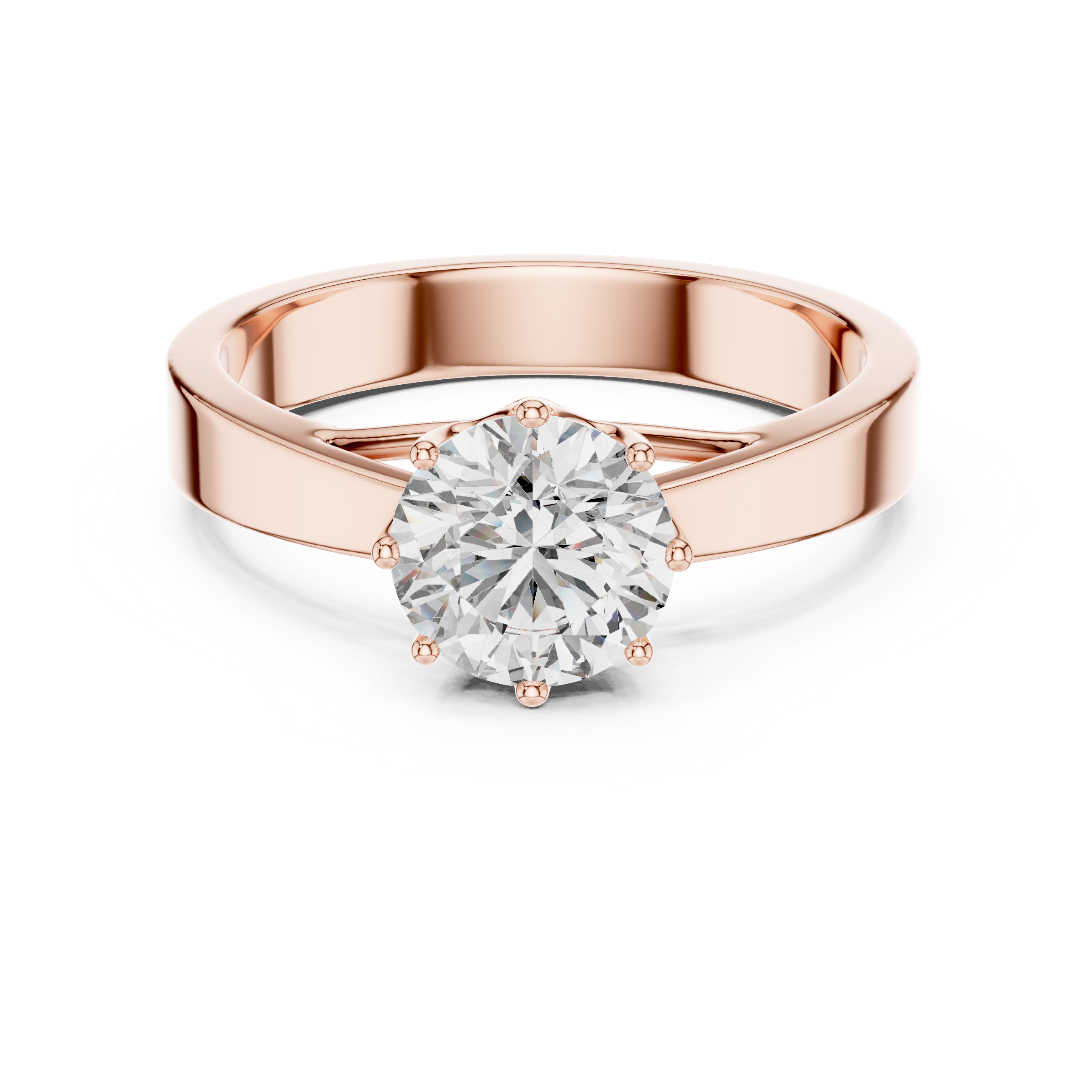 1ct Solitaire Simple Ring Band