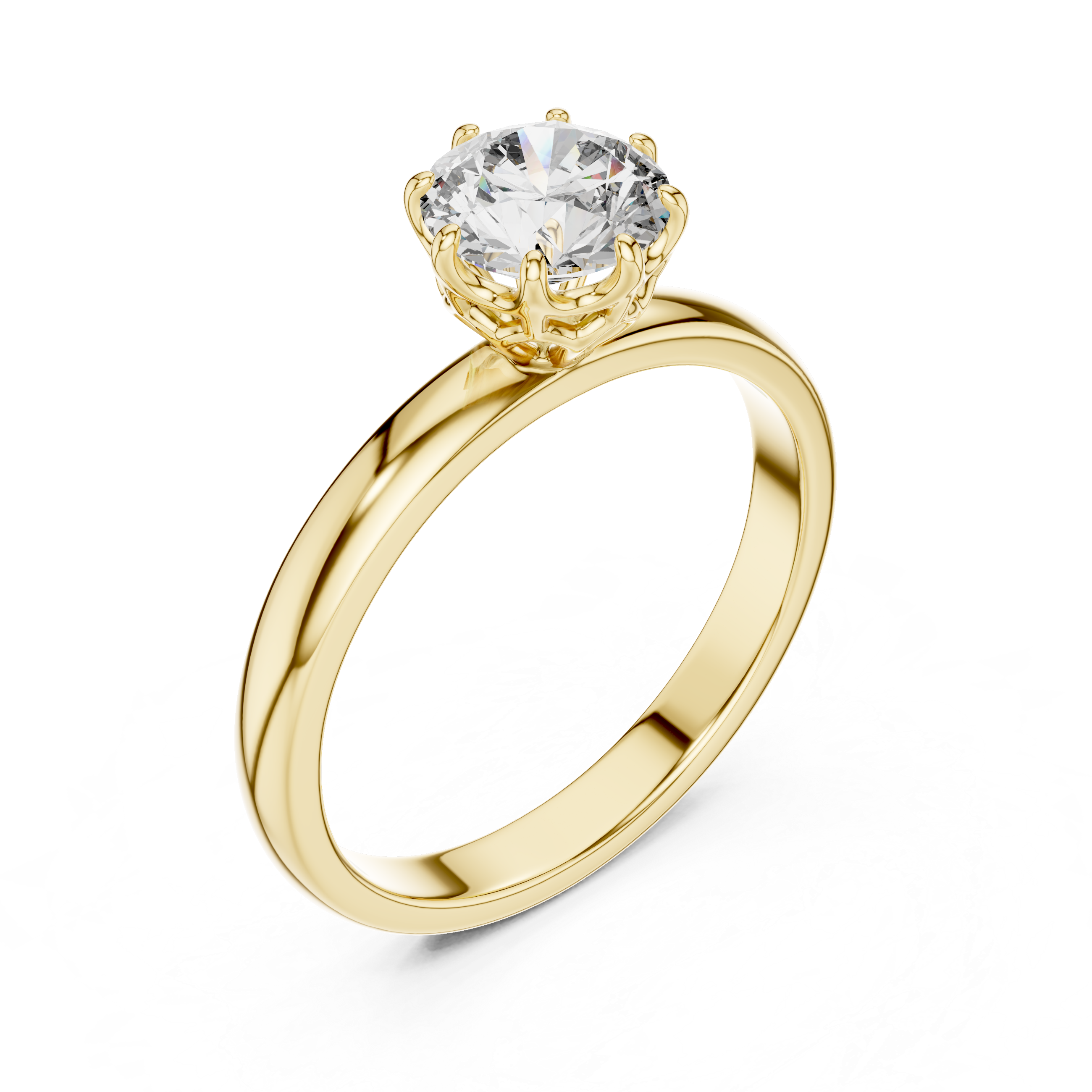 1ct Solitaire Simple Ring Band