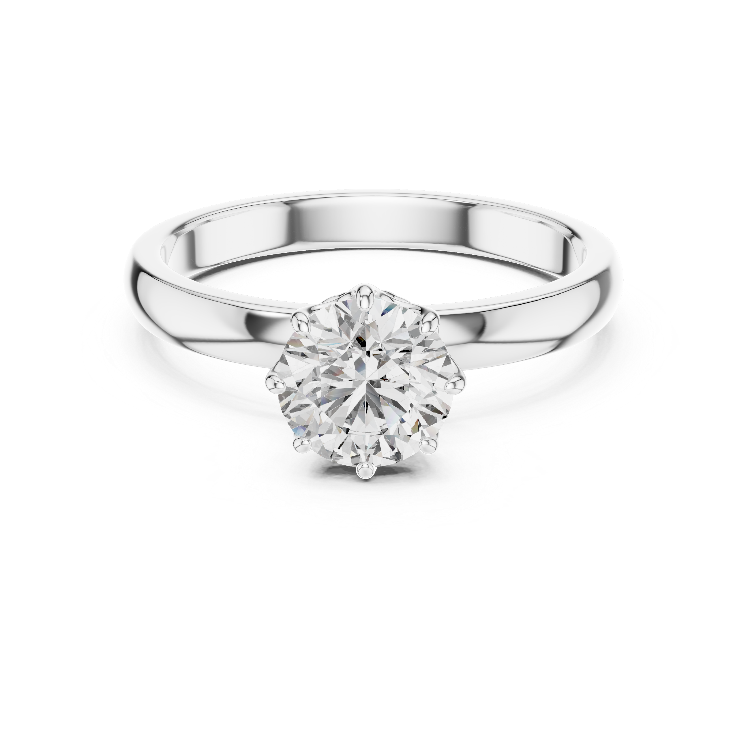 1ct Solitaire Simple Ring Band