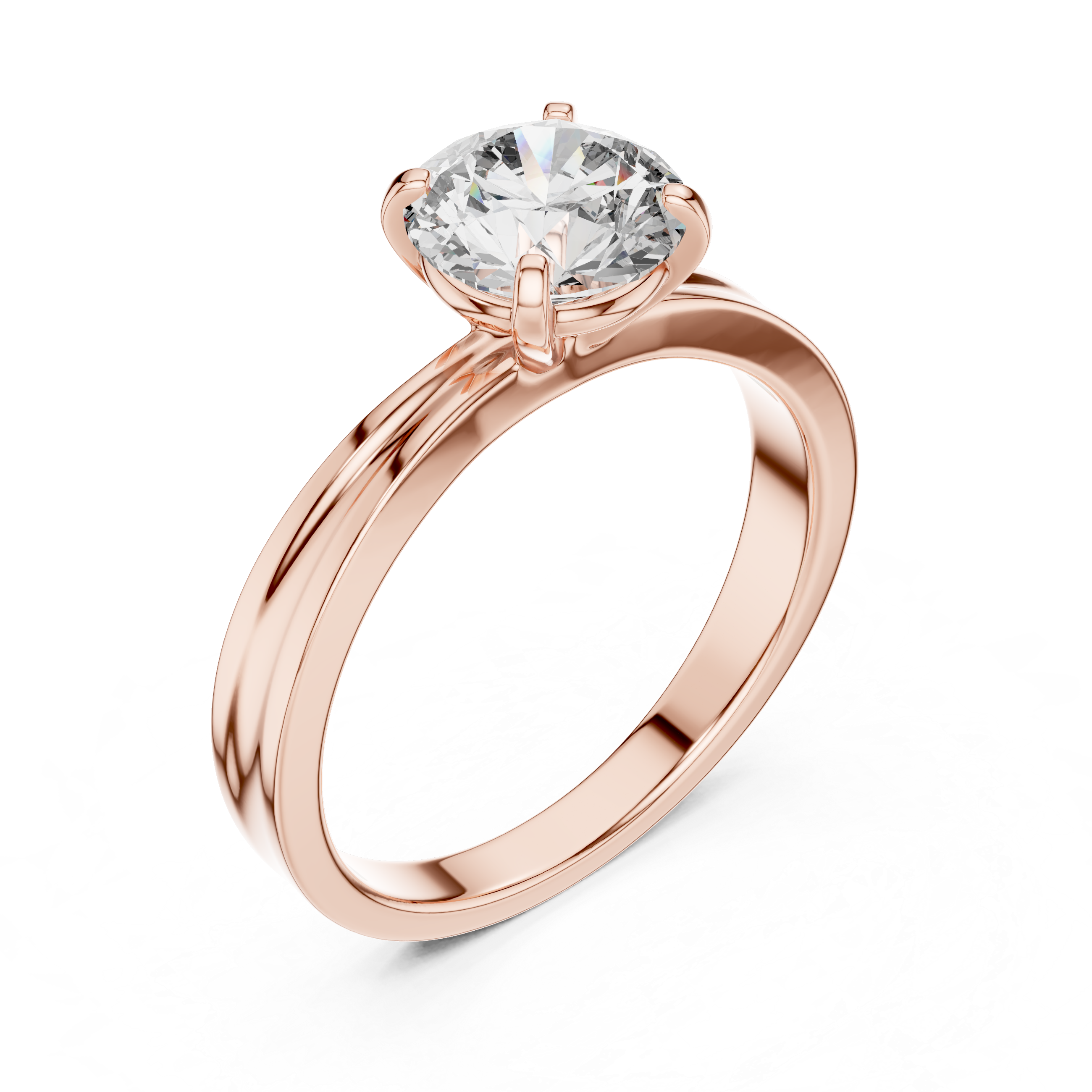 1ct Solitaire Simple Ring Band