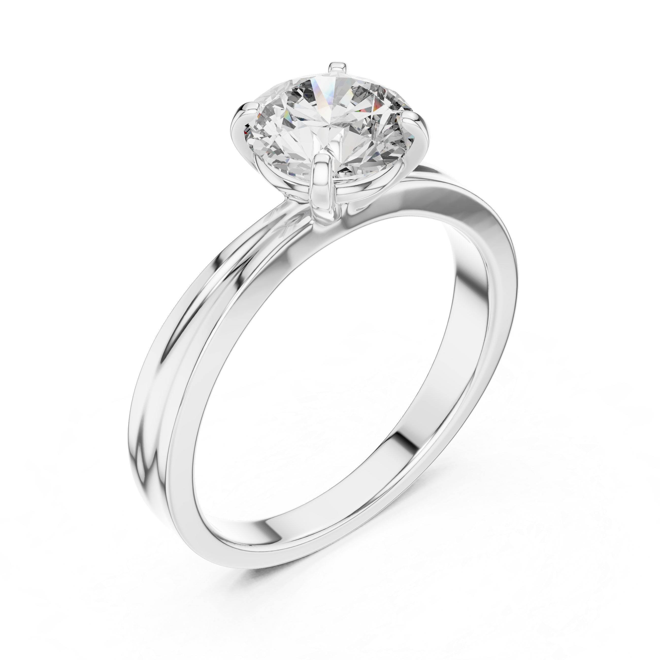 1ct Solitaire Simple Ring Band