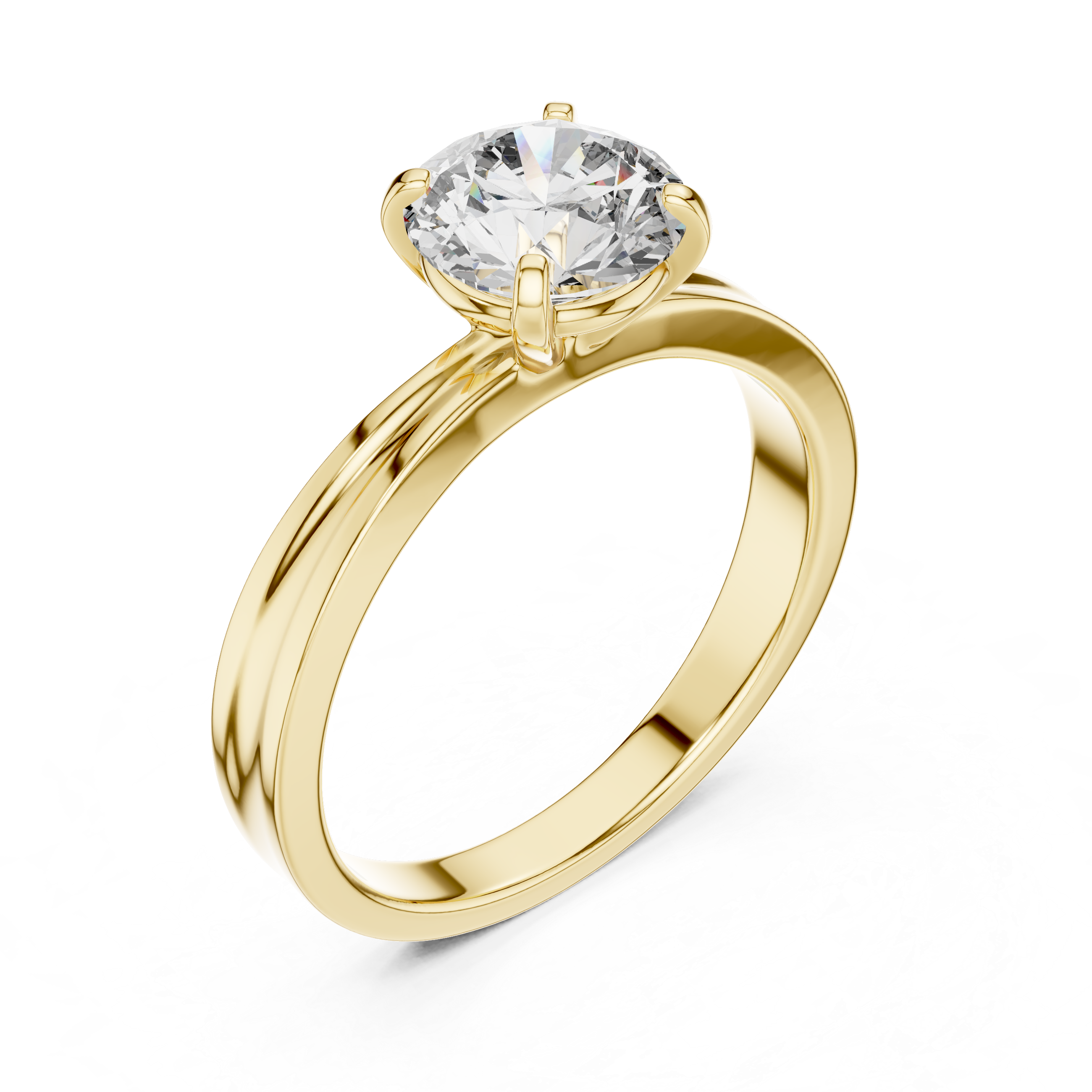 1ct Solitaire Simple Ring Band