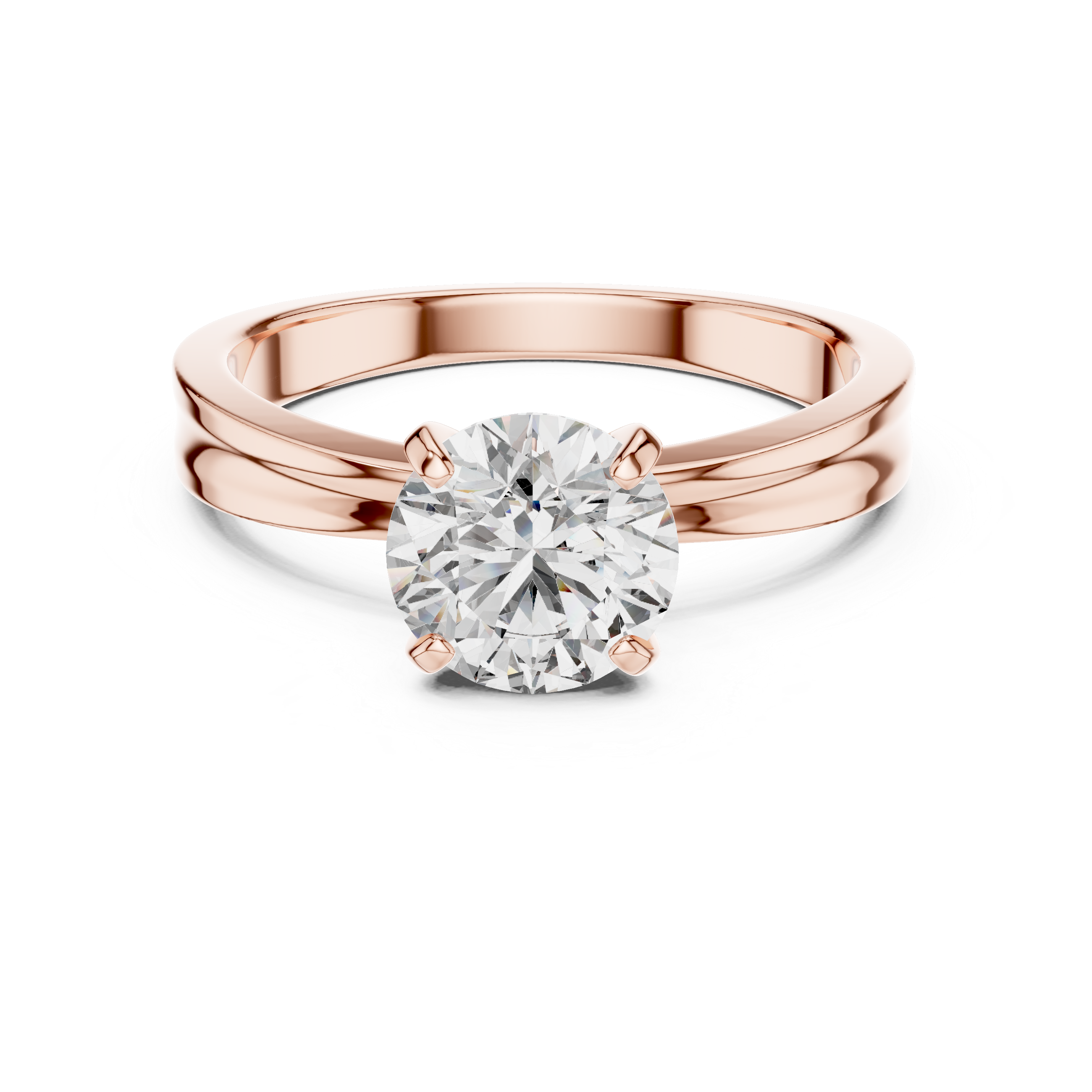1ct Solitaire Simple Ring Band