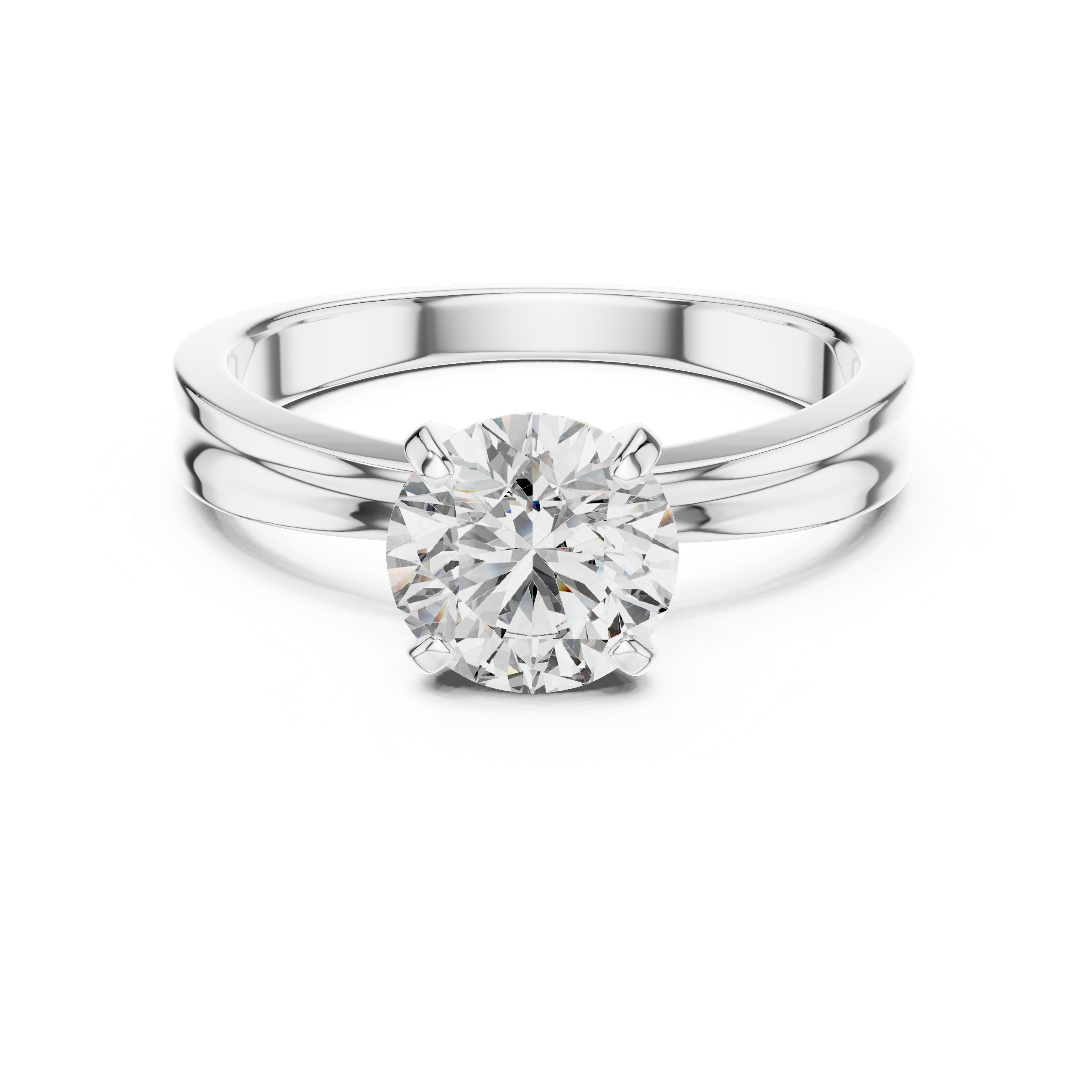1ct Solitaire Simple Ring Band