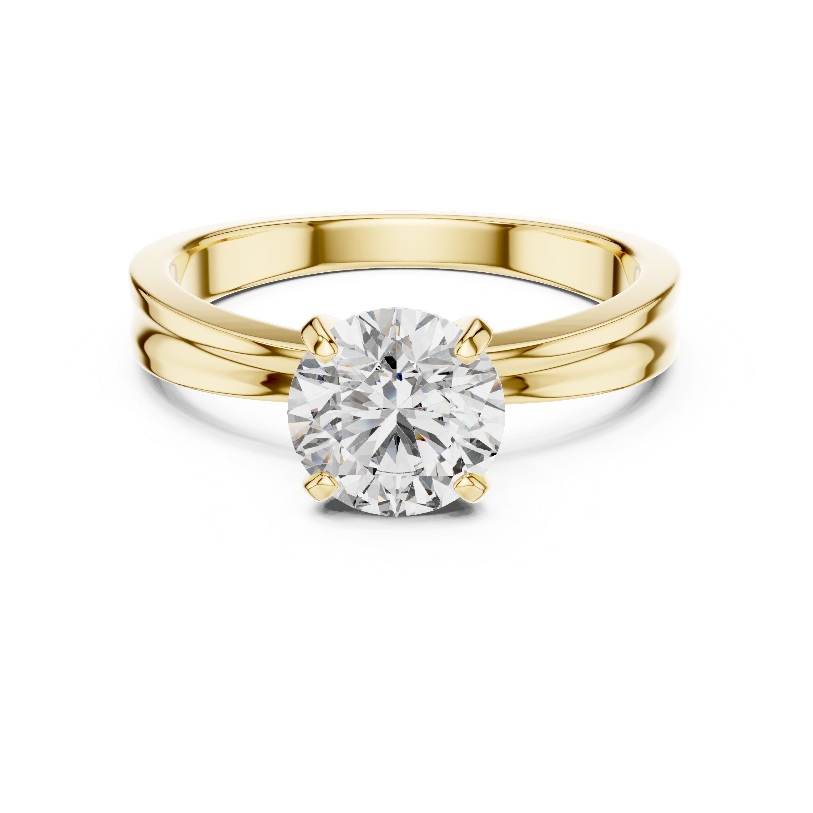 1ct Solitaire Simple Ring Band