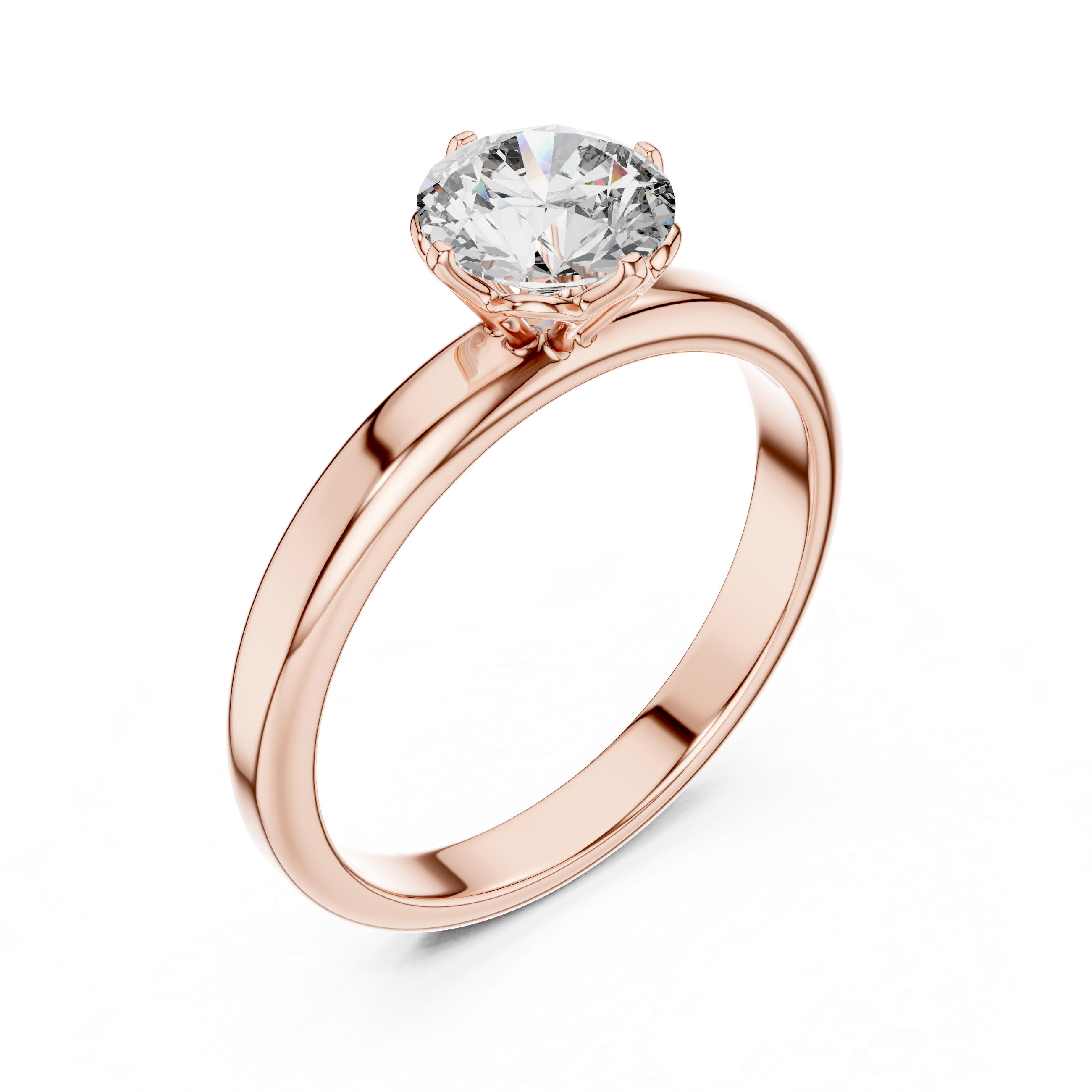 1ct Solitaire Simple Ring Band