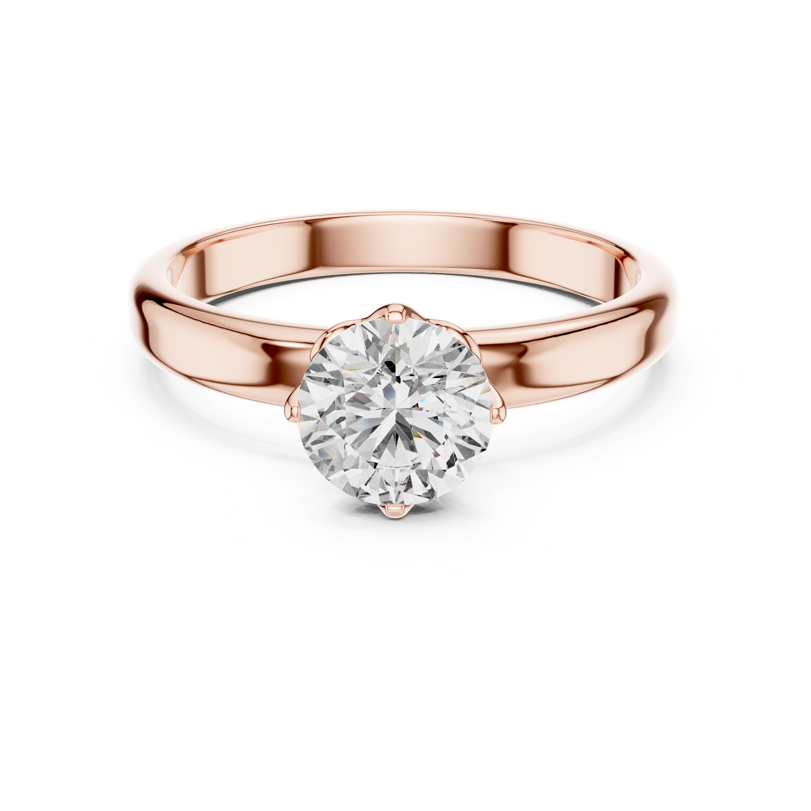 1ct Solitaire Simple Ring Band