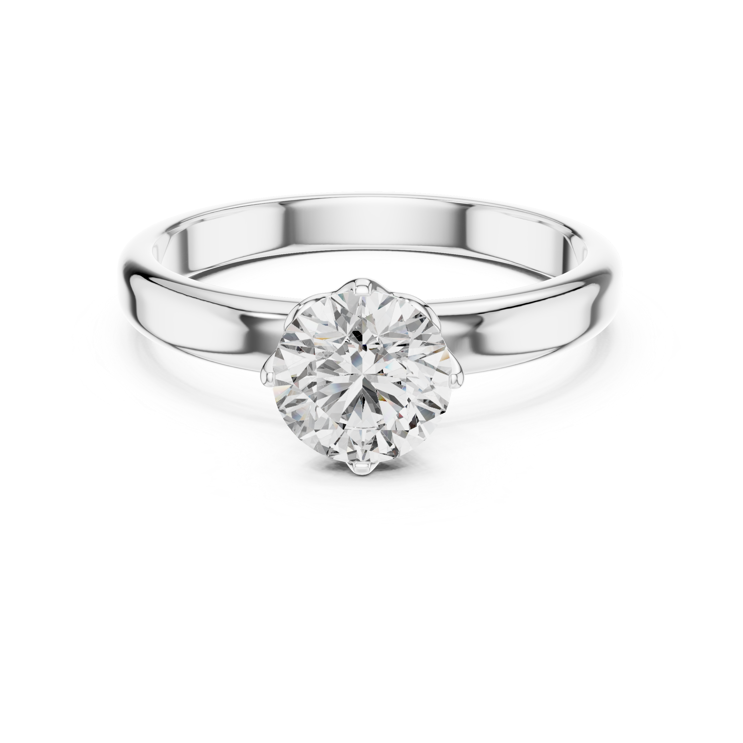 1ct Solitaire Simple Ring Band