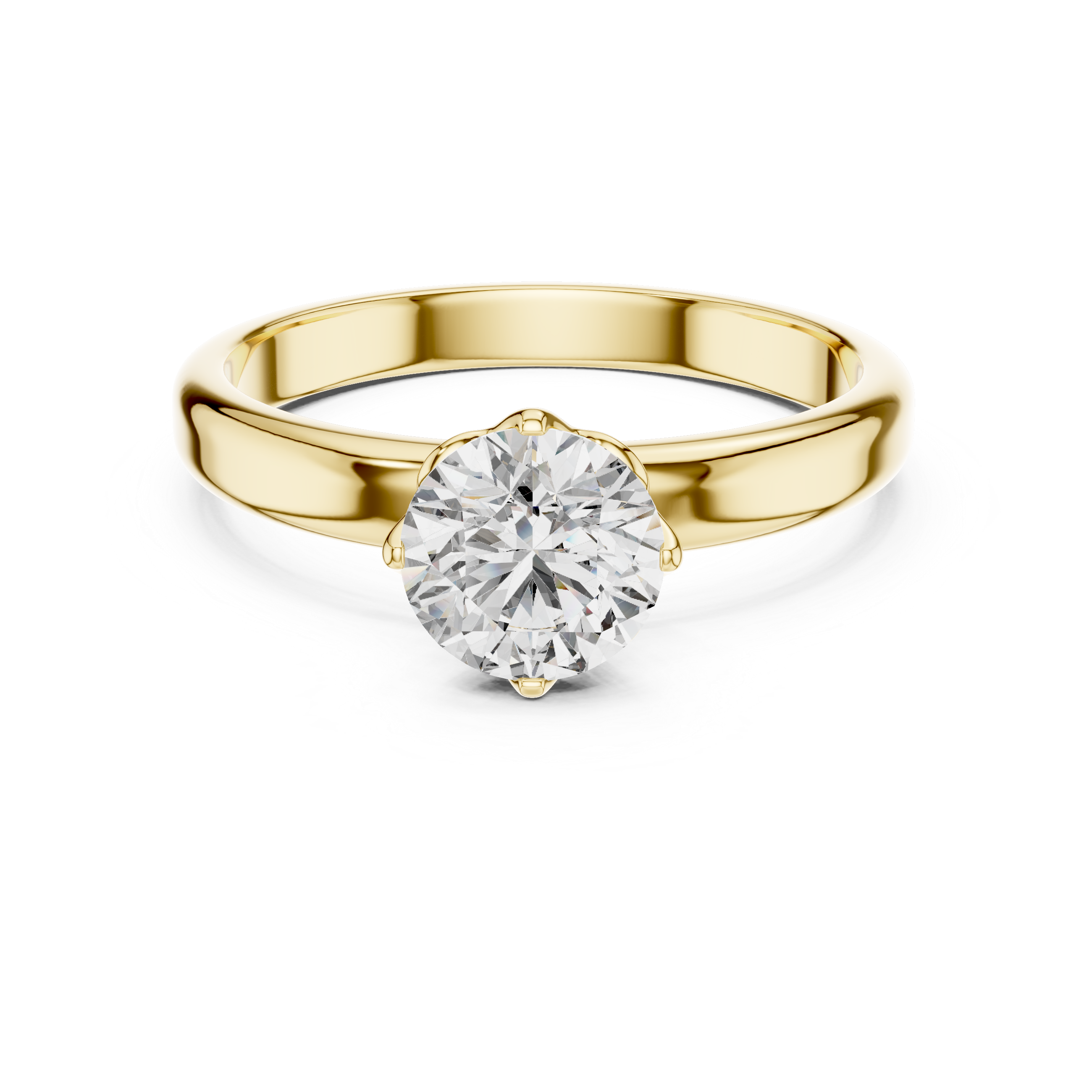 1ct Solitaire Simple Ring Band