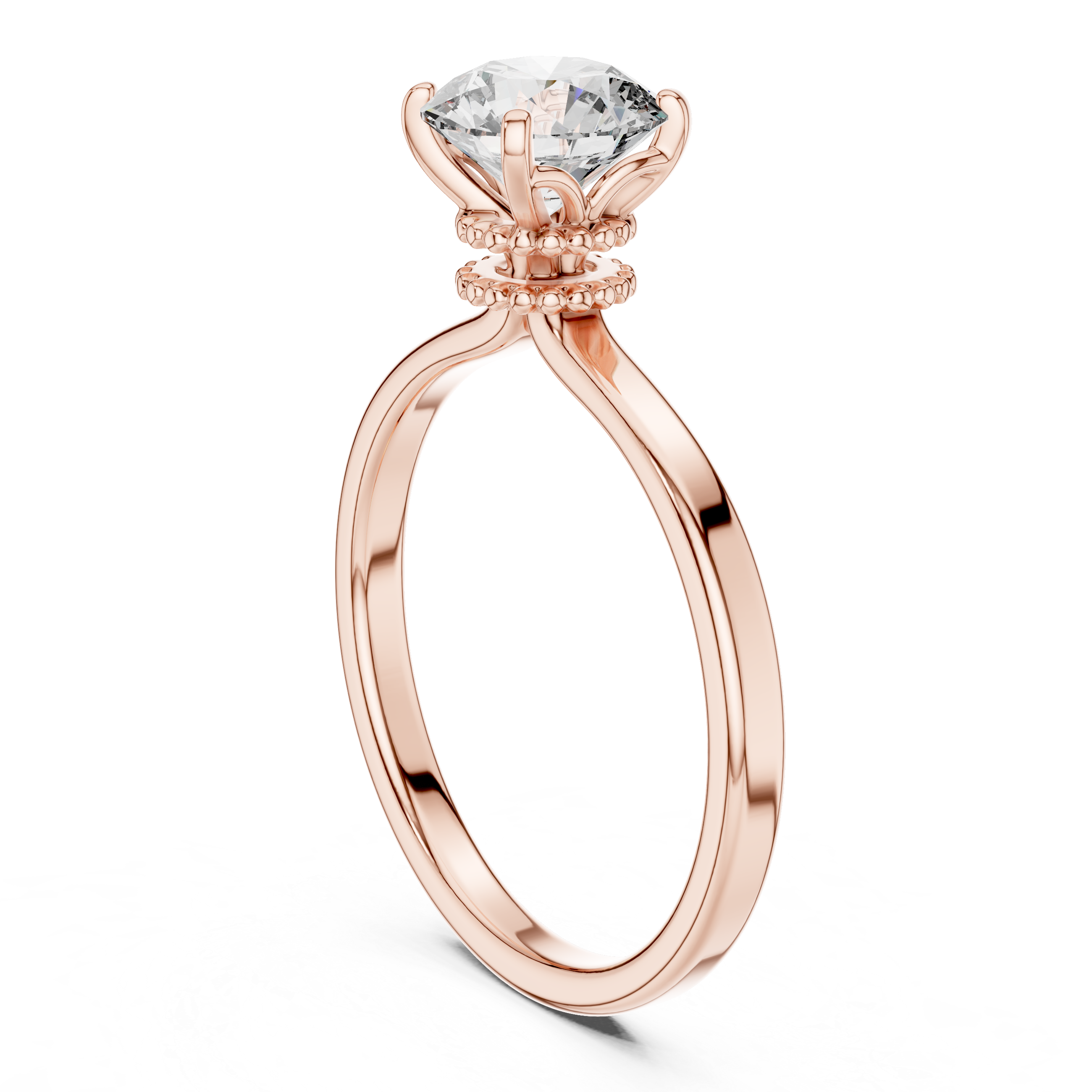 1ct Solitaire Halo Beads Band