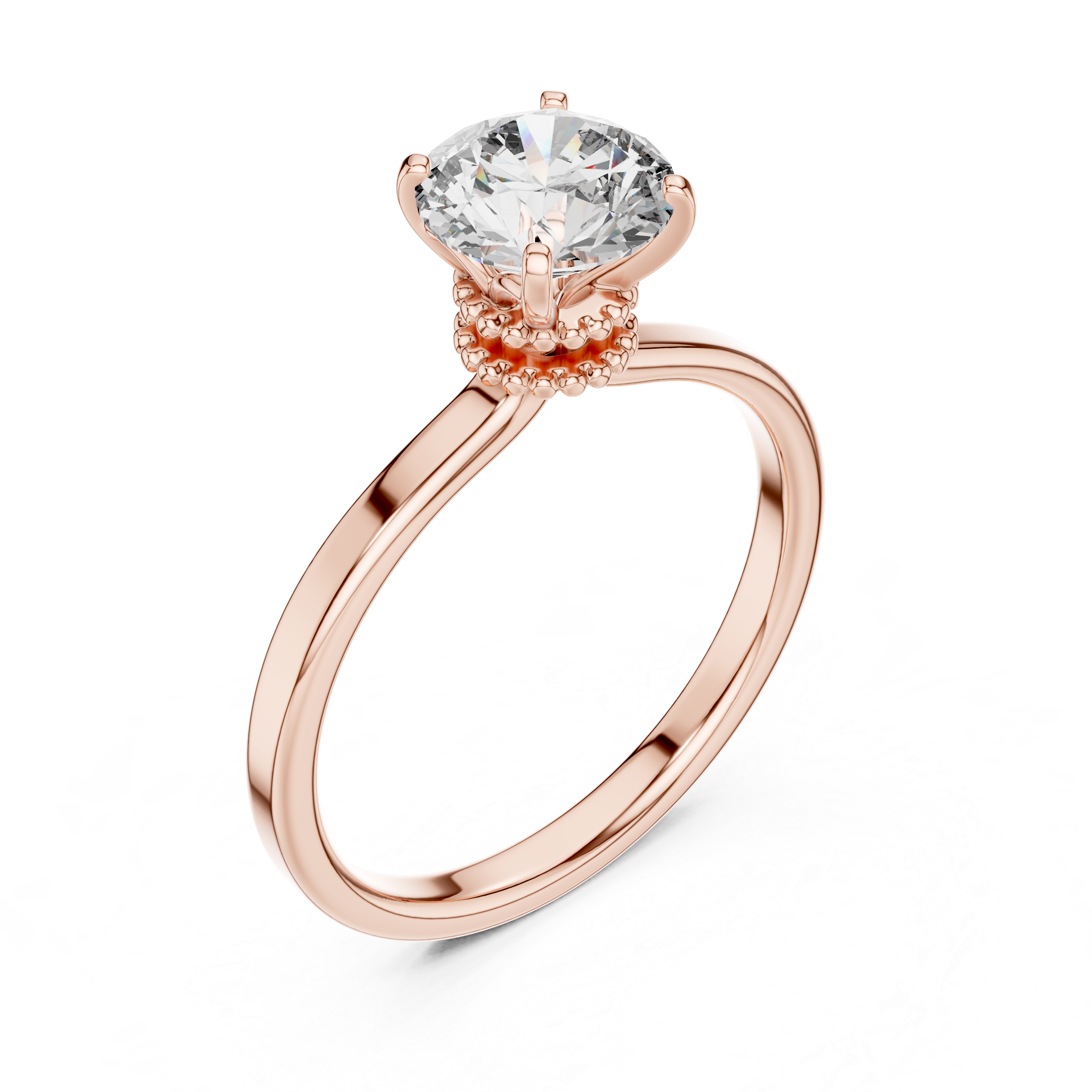 1ct Solitaire Halo Beads Band