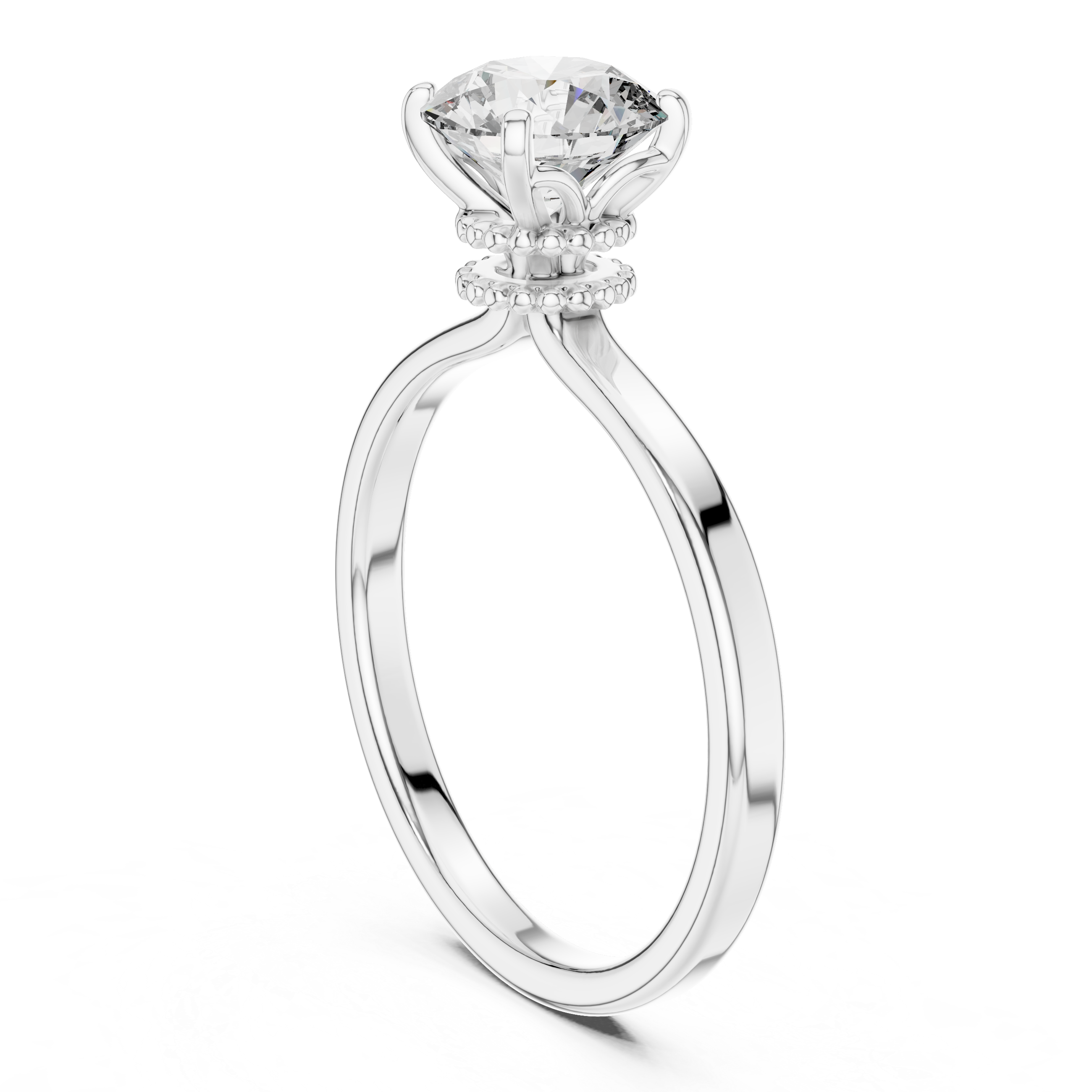 1ct Solitaire Halo Beads Band