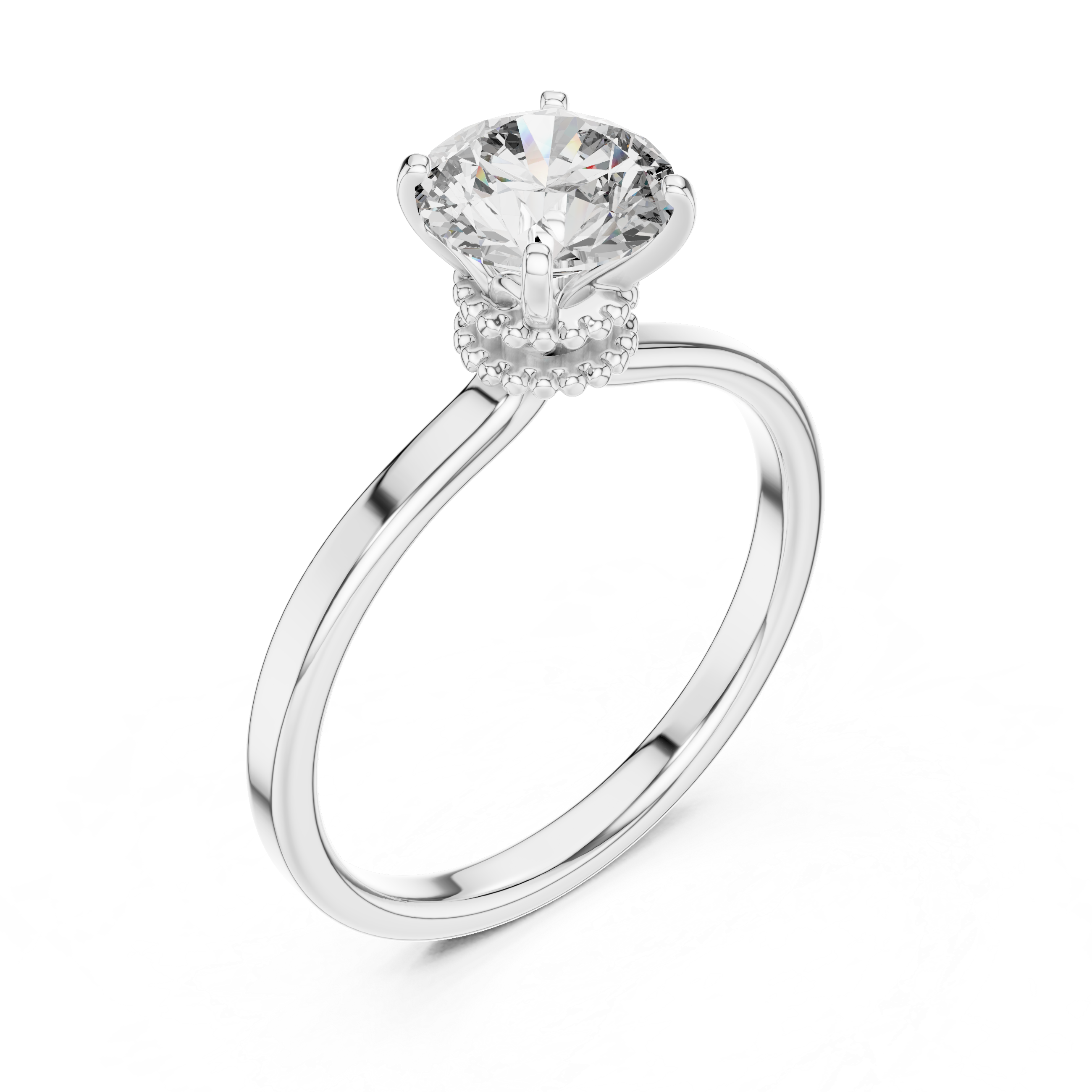 1ct Solitaire Halo Beads Band