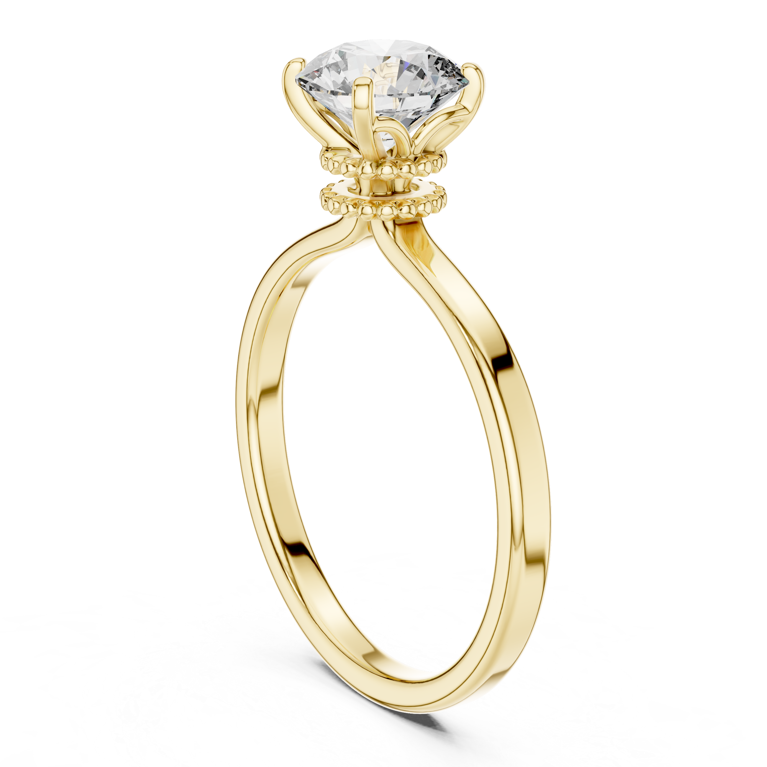 1ct Solitaire Halo Beads Band