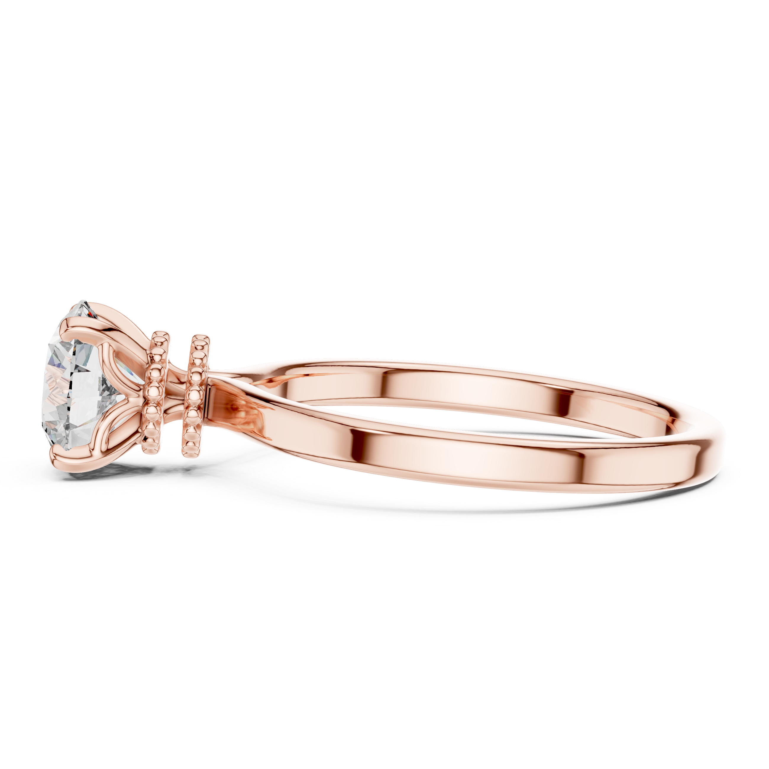 1ct Solitaire Halo Beads Band